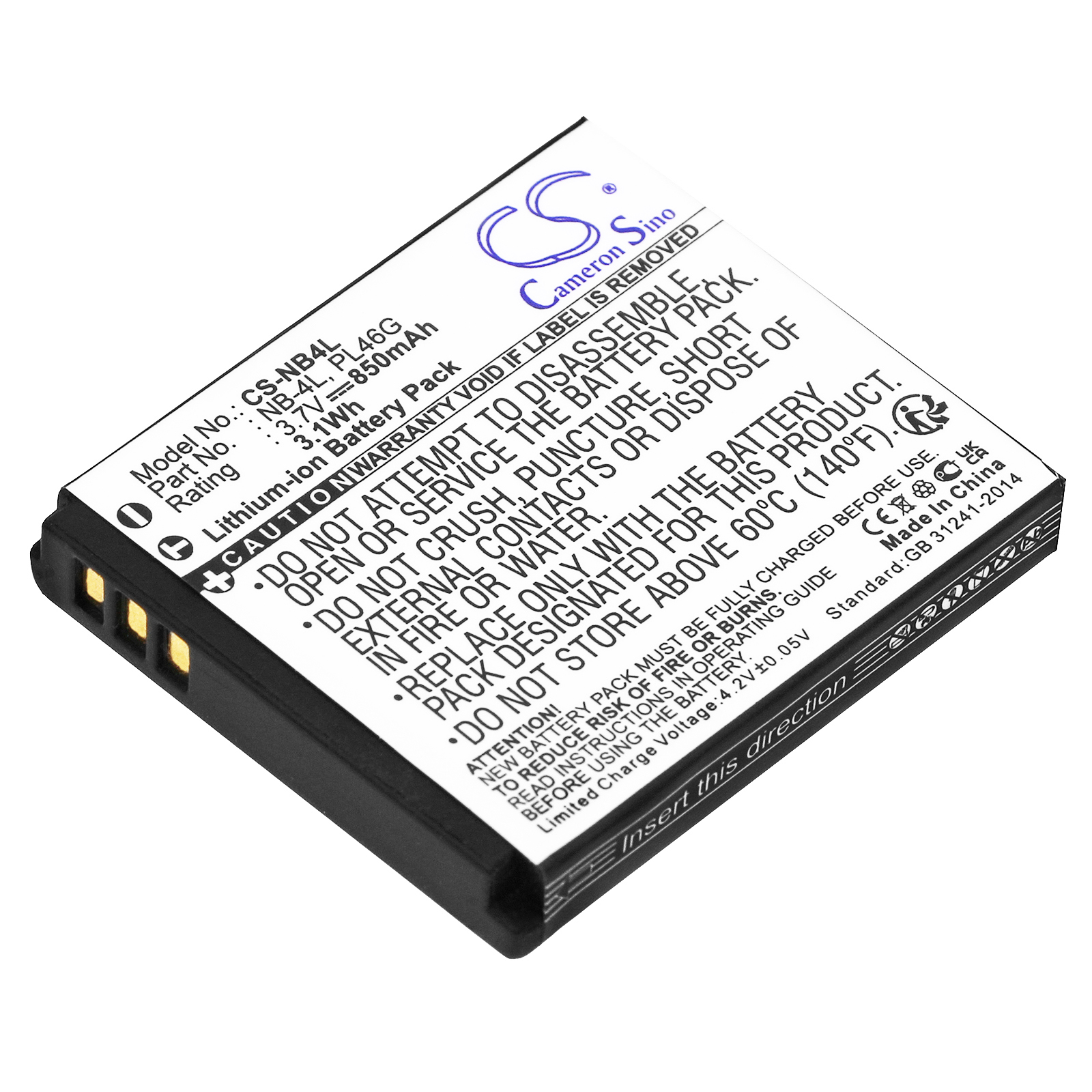CANON BATTERY PACK NB 4L Replacement Battery 850mAh