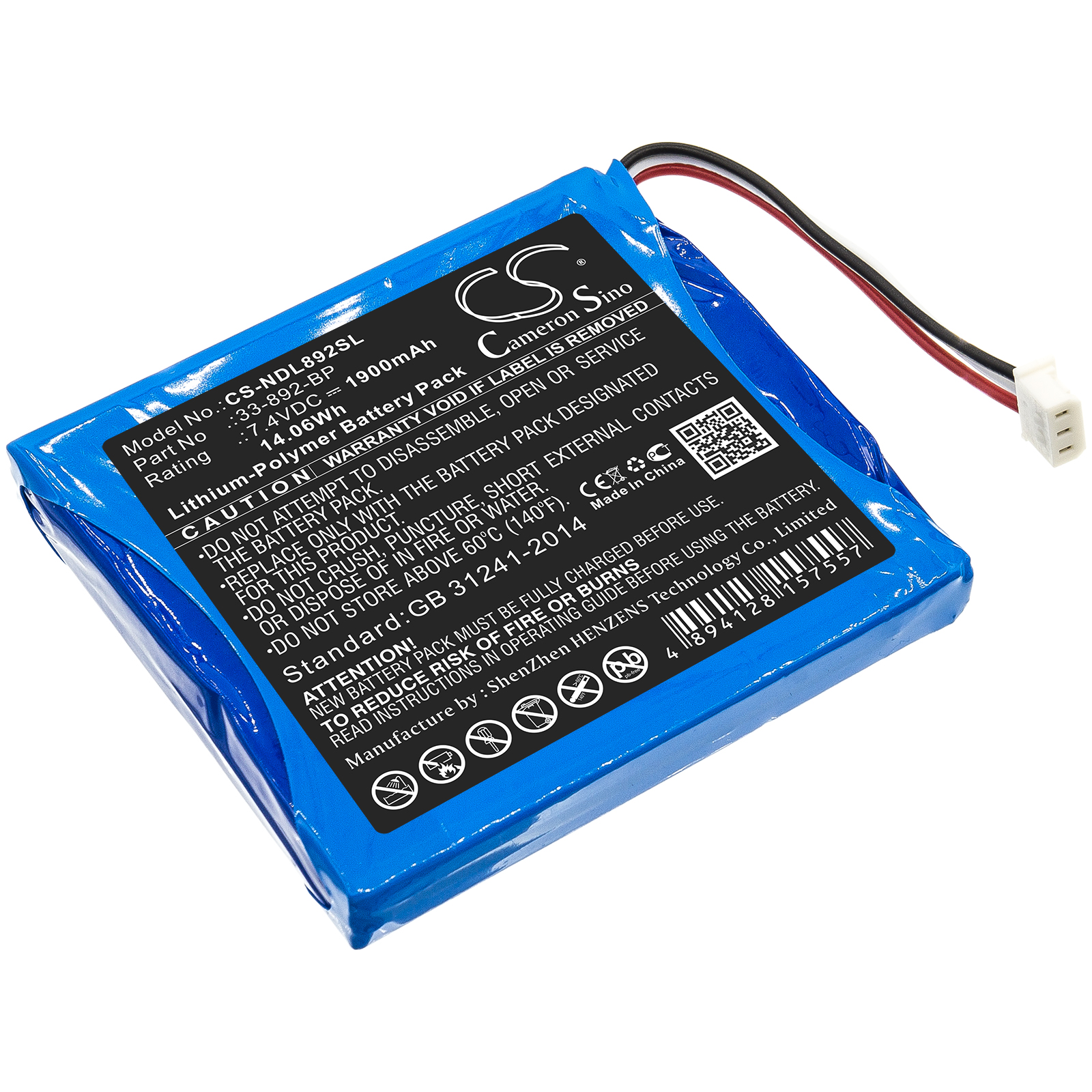 1900 MAH Ideal 33-892 Replacement Battery 7.4V 1900mAh