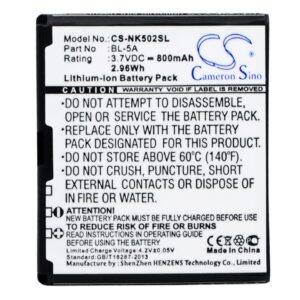 Nokia Asha 502 BL-5A Mobile/SmartPhone Replacement Battery 800mAh