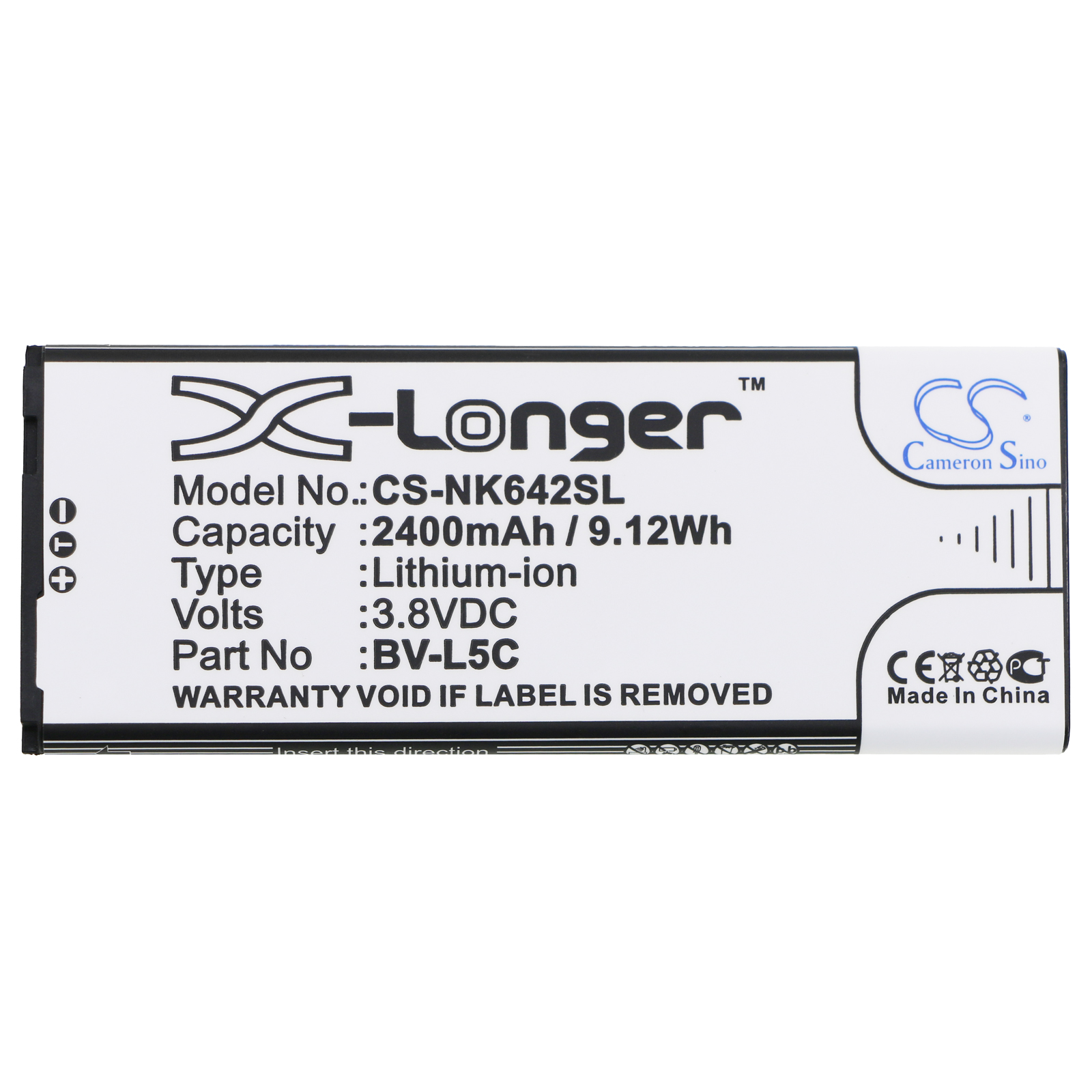 Microsoft Nokia BV-L5C Replacement Battery 3.8V 2400mAh