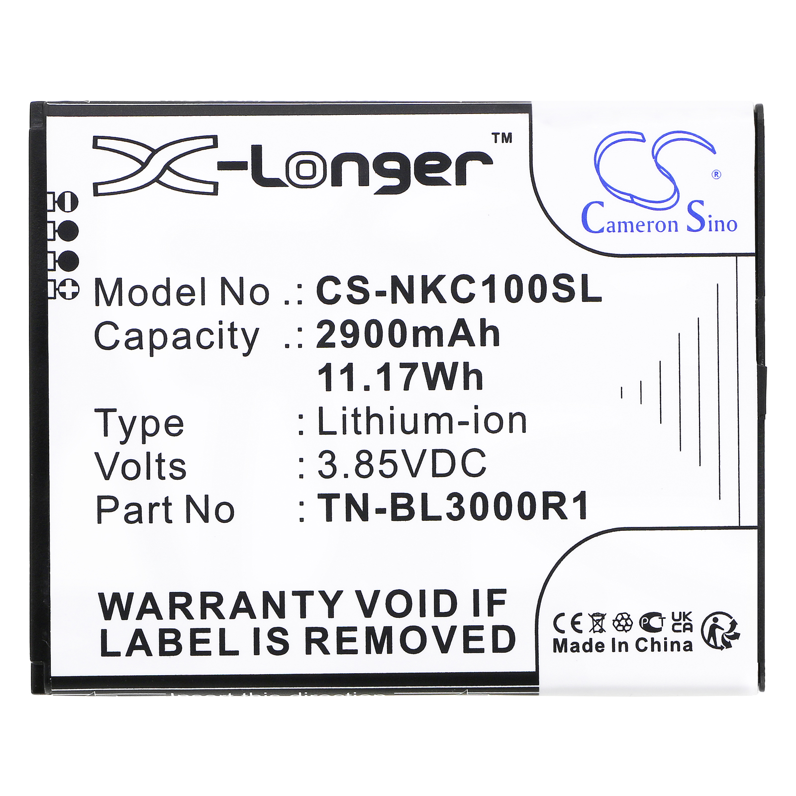 Nokia C100 N152DL TA-1520 Replacement Battery 3.85V 2900mAh