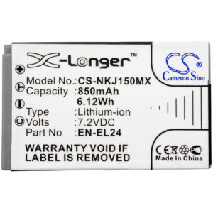 Nikon 1 J5 EN-EL24 VFB11901 Digital Camera Replacement Battery 850mAh