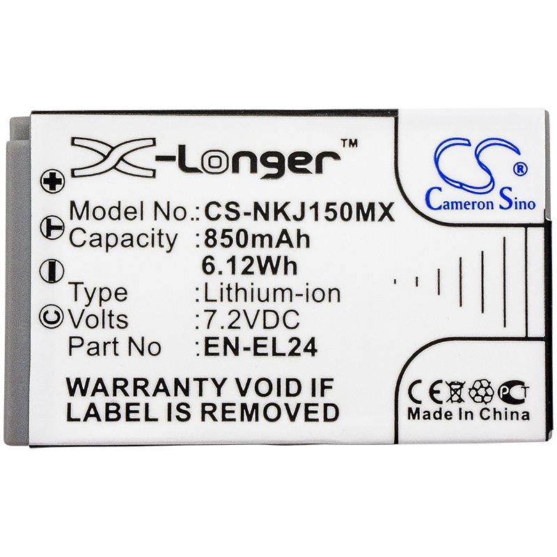 Nikon 1 J5 EN-EL24 VFB11901 Replacement Battery 7.2V 850mAh