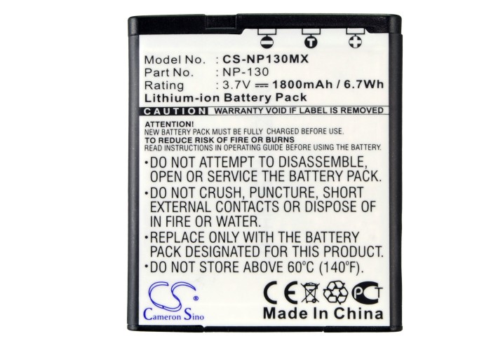 EX-ZR1000 NP-130 BATTERY Casio Exilim EX-FC300S Replacement Battery