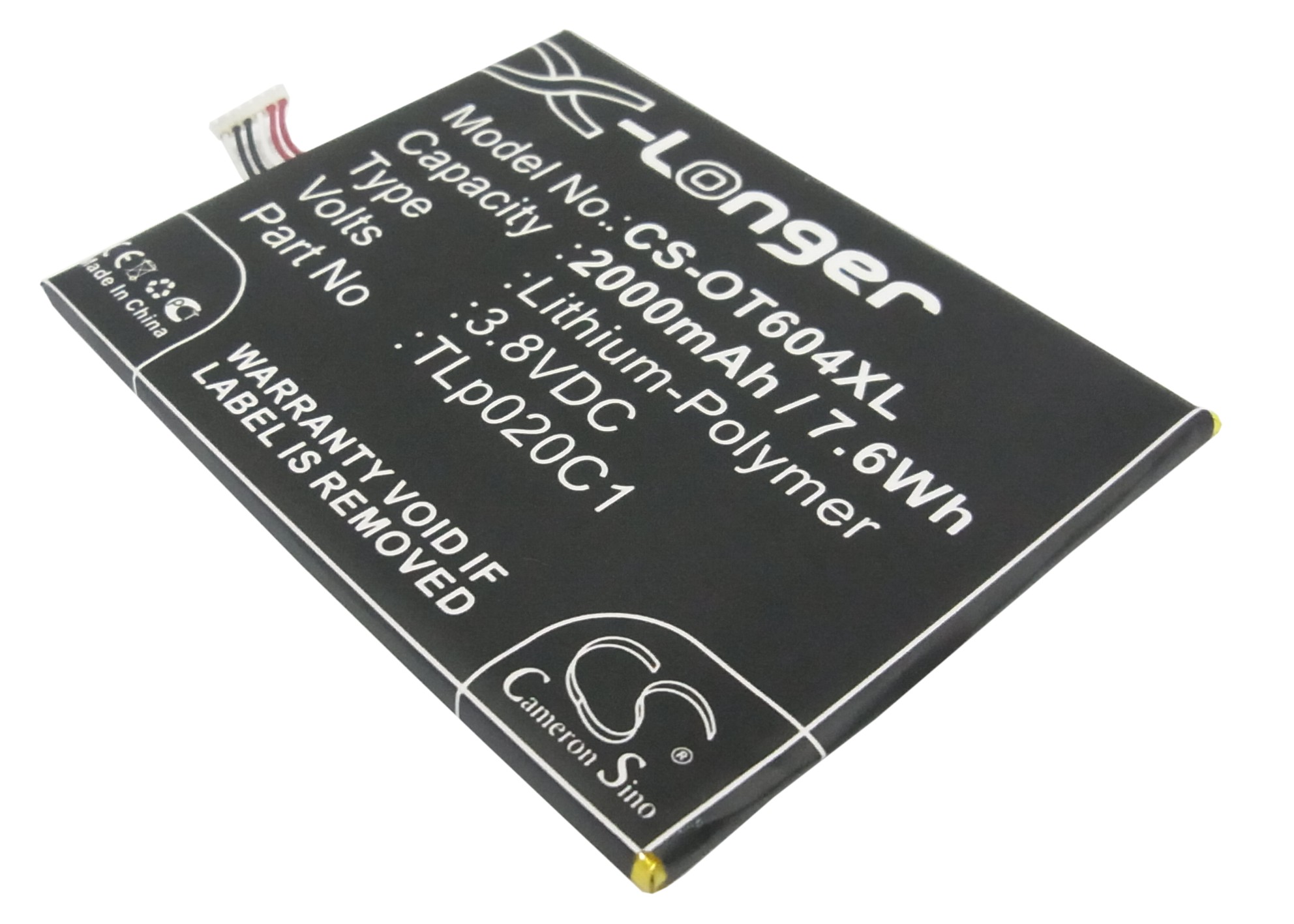 Alcatel 6039S-2AALUS7 Replacement Battery 3.8V 2000mAh