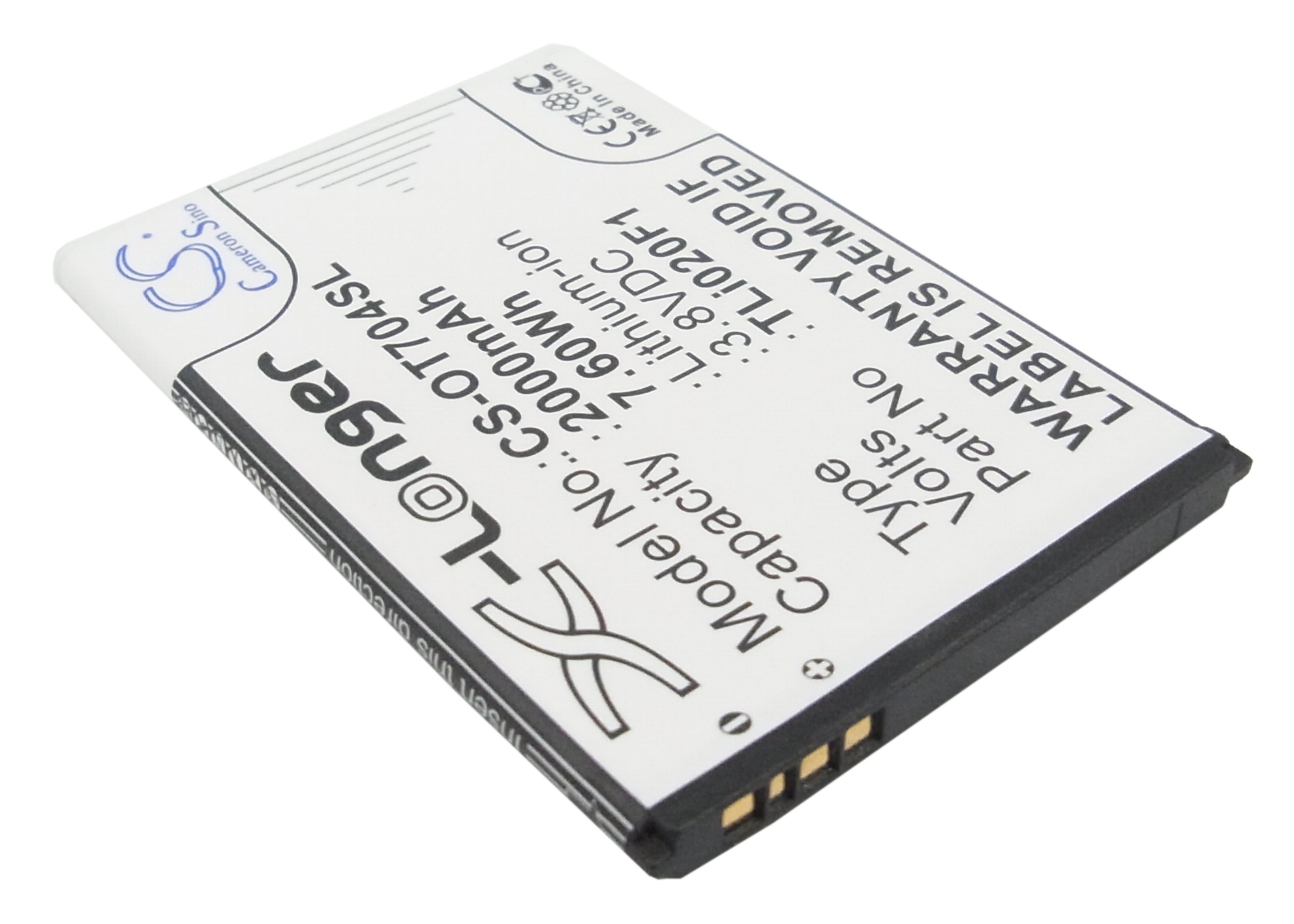 Alcatel 5044 Cameo X 5044R Replacement Battery 3.8V 2000mAh