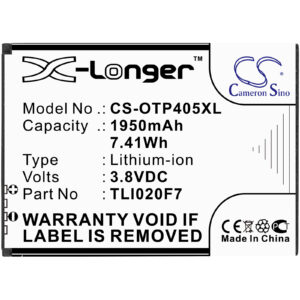 Alcatel One Touch 4 5.0 One Touch Pixi 4 (5) Replacement Battery 1950mAh
