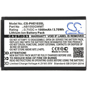 Philips E103 E106 Xenium E103 Xenium E106 Replacement Battery 1000mAh