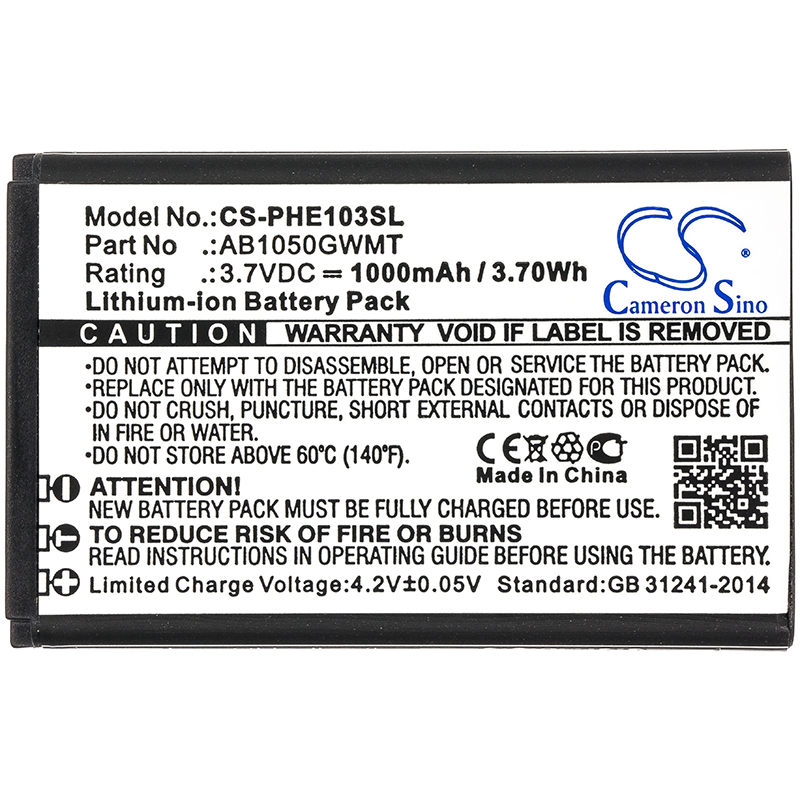 Philips E103 E106 Xenium E103 Xenium E106 Replacement Battery 1000mAh