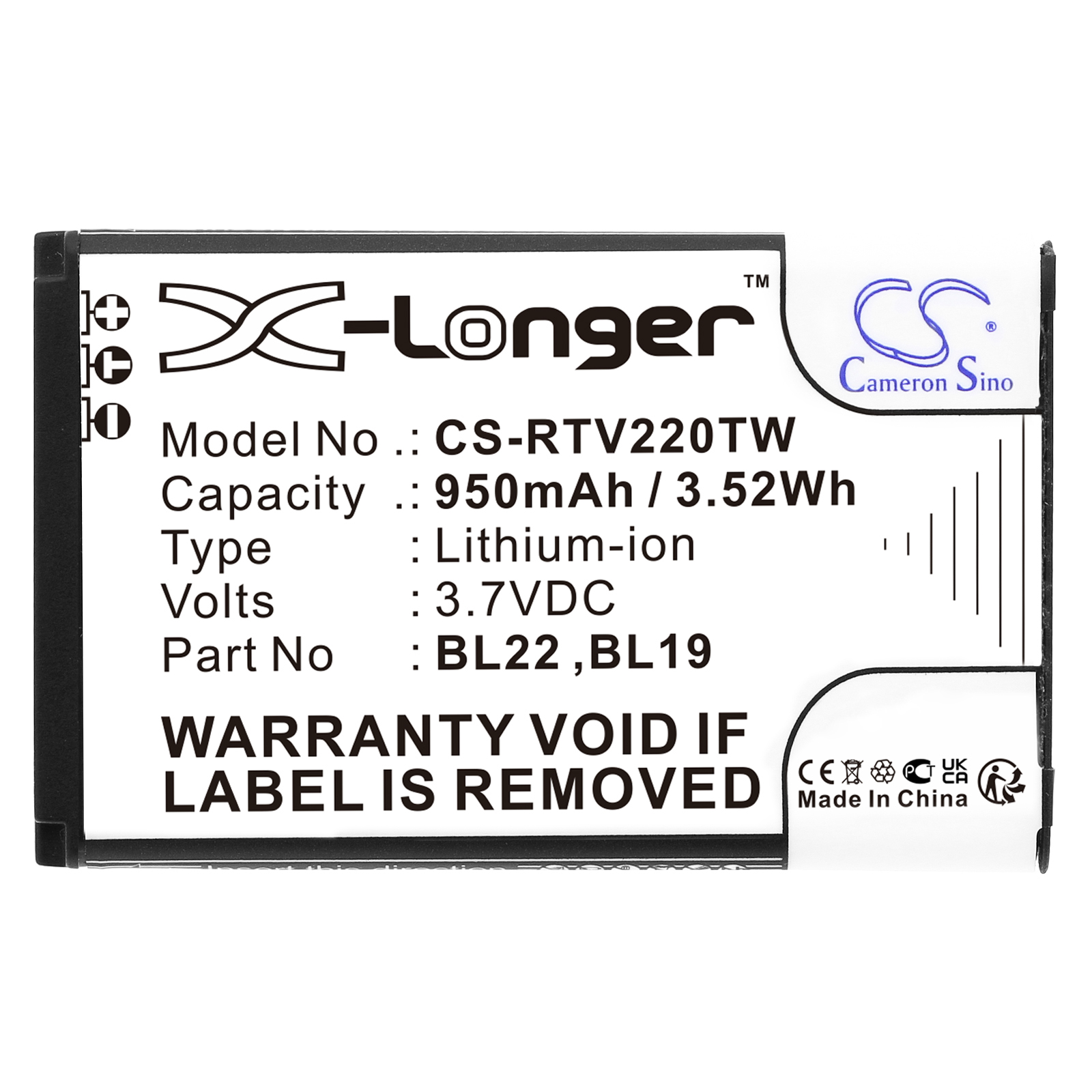 Retevis DT22 RT15 RT19 RT22 RT22S RT619 RT622 BL19 Replacement Battery 950mAh