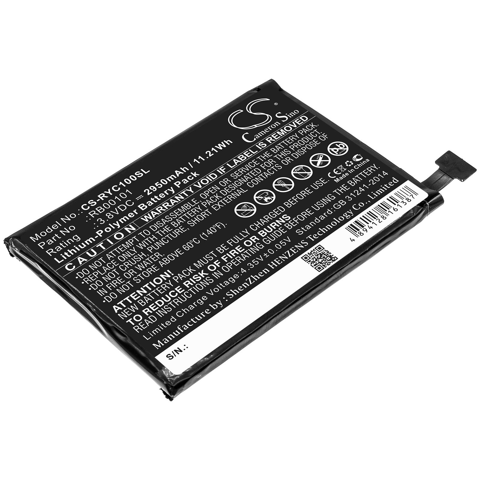 Ray Enterprises RC100 Replacement Battery 3.8V 2950mAh