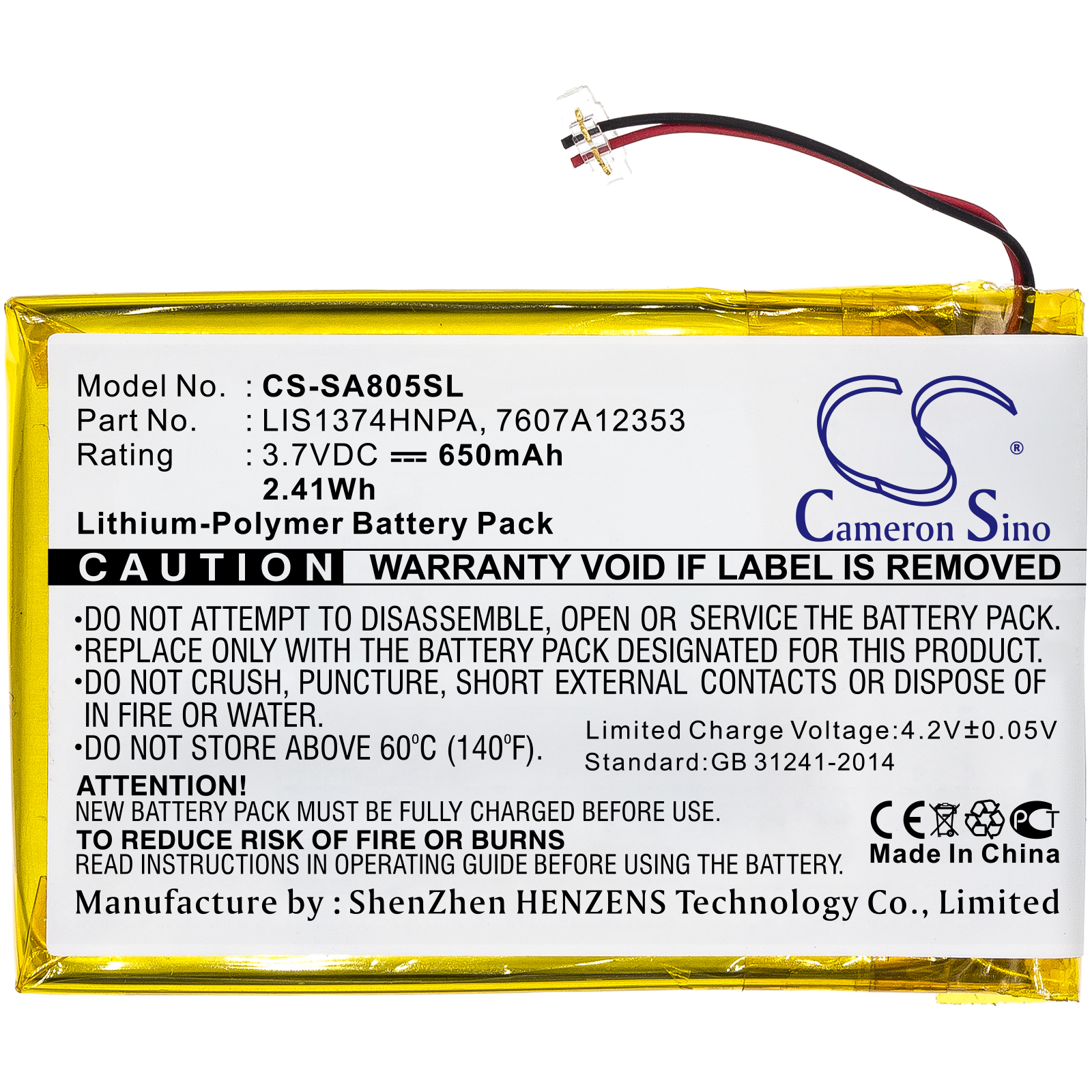 Sony 1-756-702-11 MP3 Player Replacement Battery 3.7V 650mAh