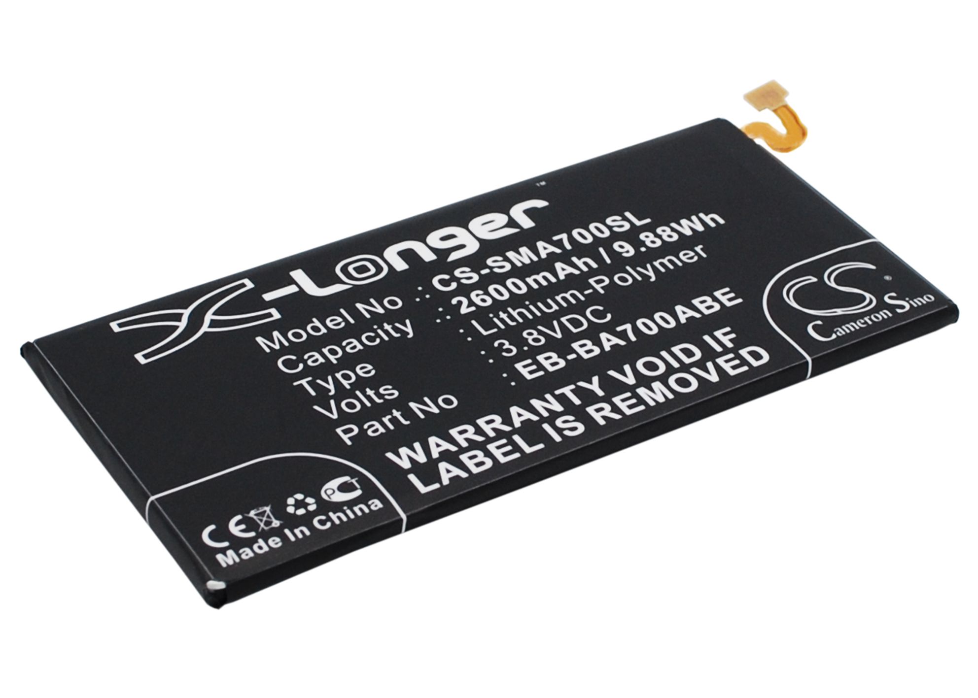 A700 BATTERY Samsung Replacement Battery 3.8V 2600mAh