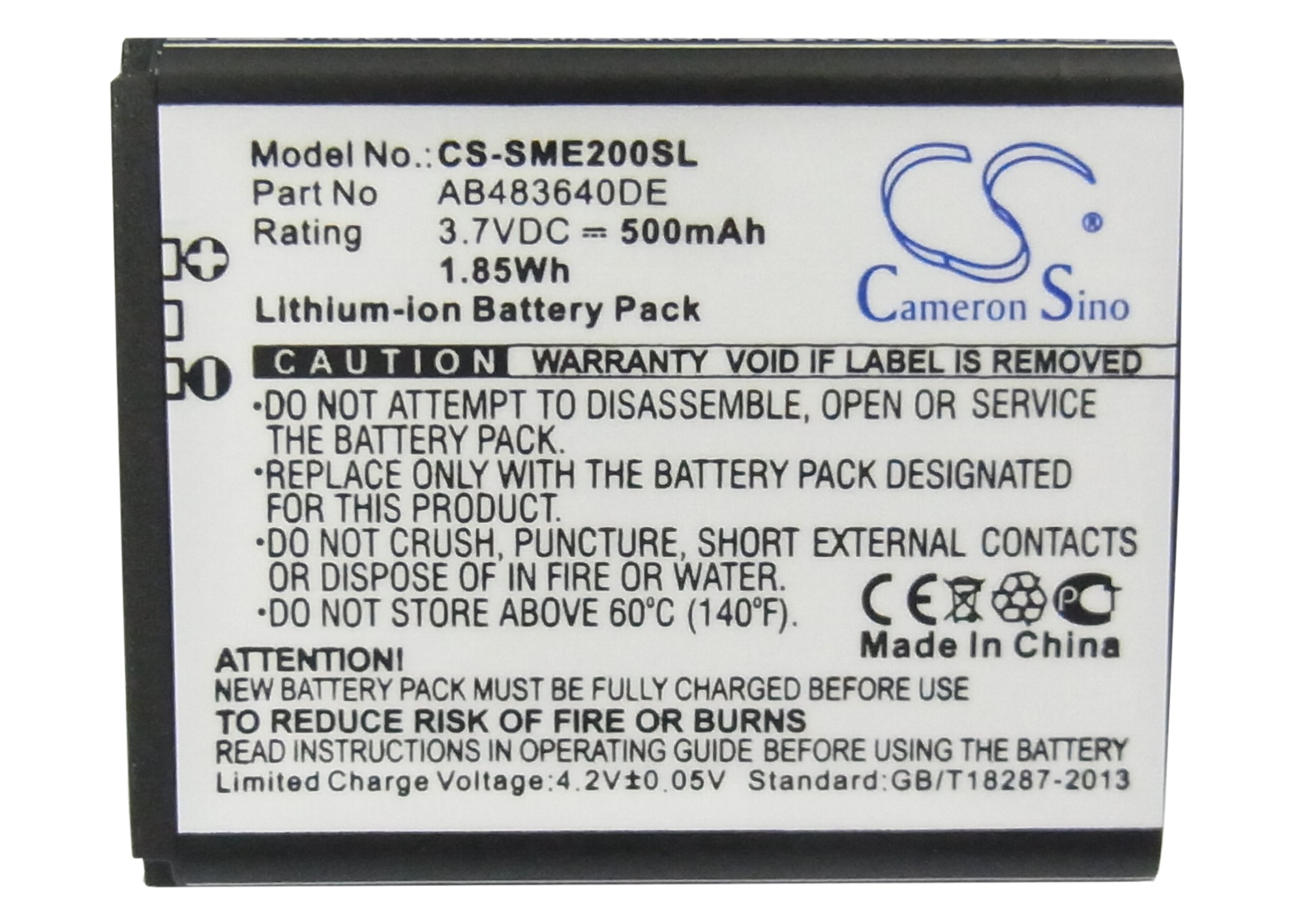 Samsung E200 Eco SCH-S259 Replacement Battery 3.7V 500mAh