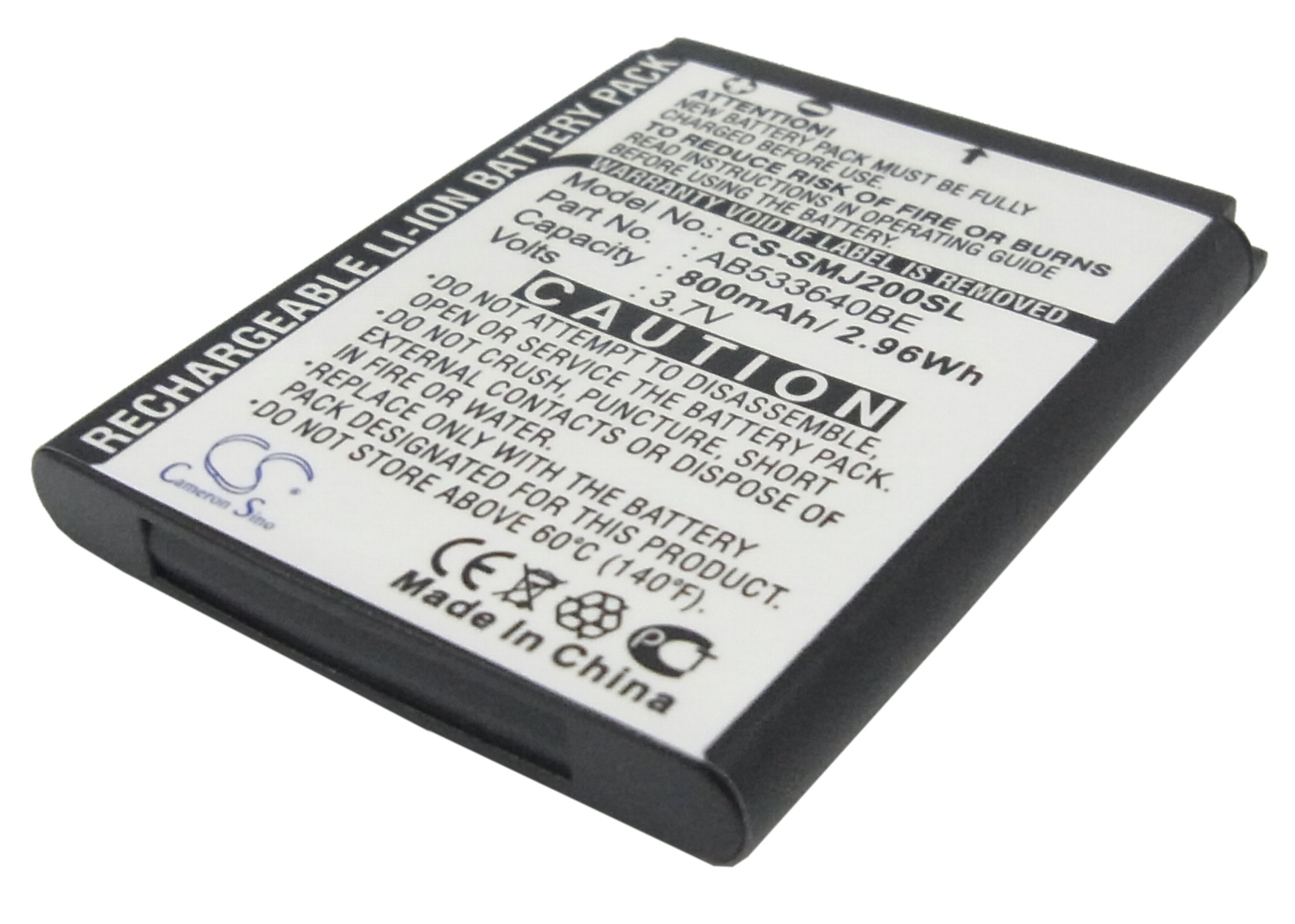 Samsung SGH-J200 AB533640BE Replacement Battery 3.7V 800mAh