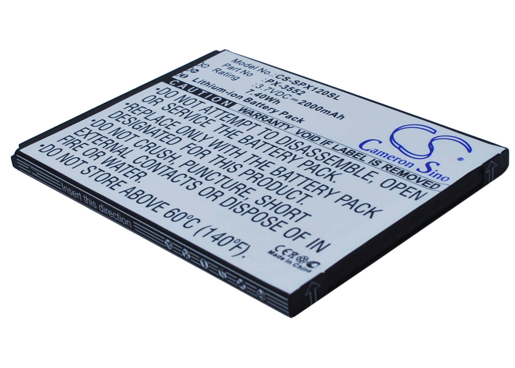 Simvalley SPX-12 PX-3552 Replacement Battery 3.7V 2000mAh