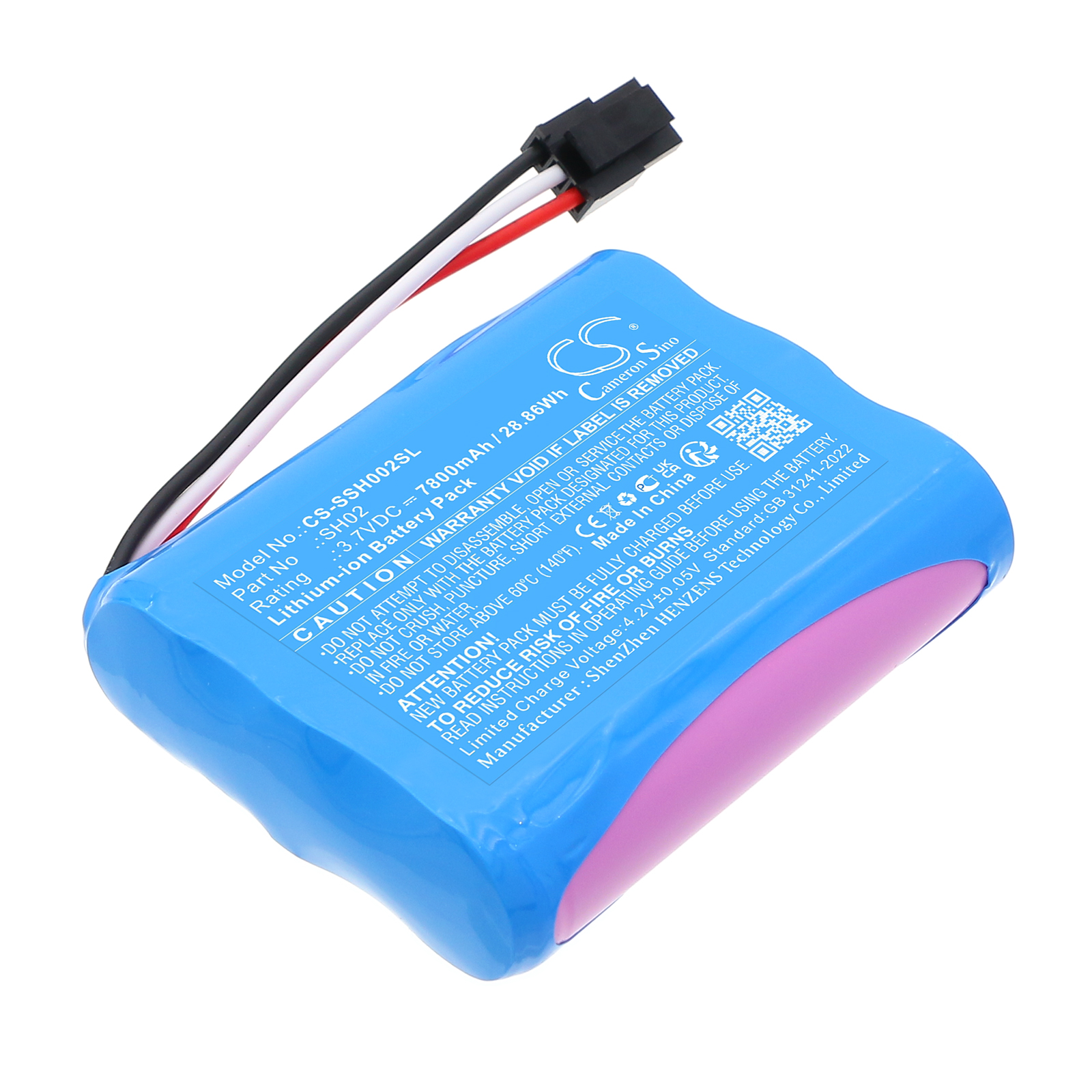 Simplehuman ST3007 ST3011 ST3024 SH02 Cosmetic Mirror Replacement Battery 7800mAh