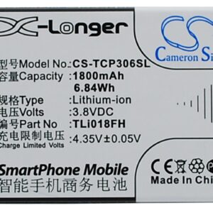 TCL J706T P306C P306W Replacement Battery 3.8V 1800mAh