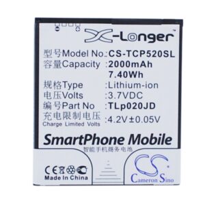TCL P5181 P518L P5201 P520L Replacement Battery 3.7V 2000mAh
