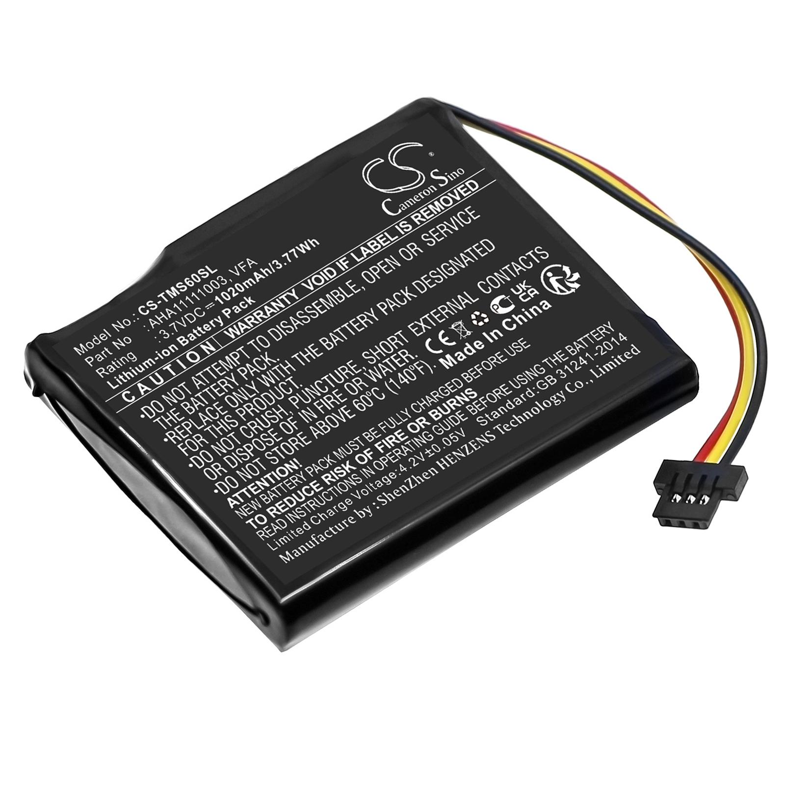 TomTom 4EN6.001.02 4EN62 Replacement Battery 3.7V 1020mAh