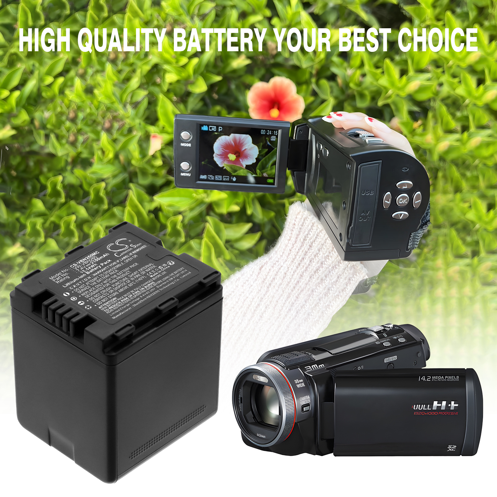 Panasonic HC-X900 HDC-HS900 Replacement Battery 7.4V 2100mAh