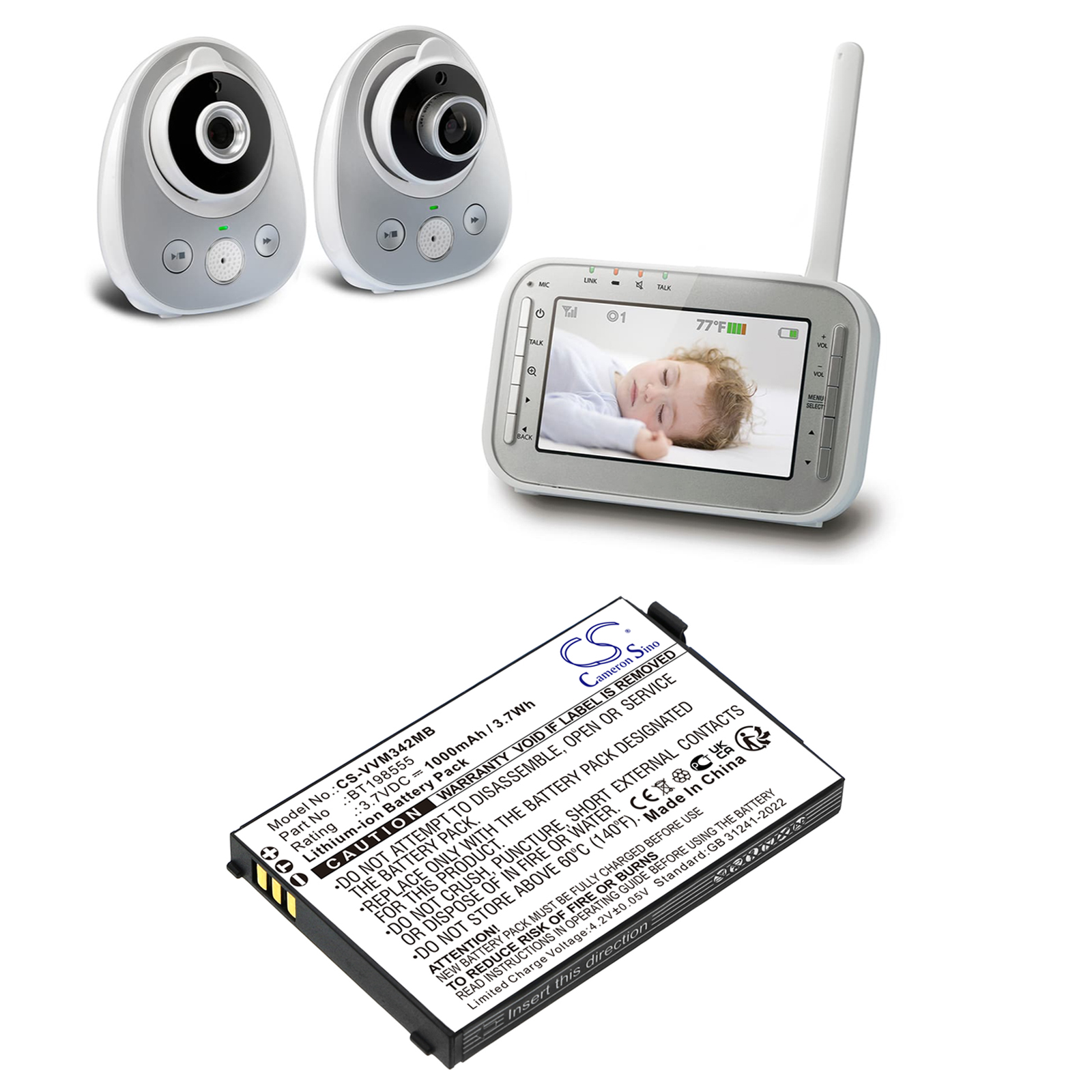 V TECH BABY MONITOR BATTERY BT198555 VM342 Replacement Battery