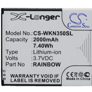 Wiko Bloom M172 N350 Rainbow Rainbow 3G Replacement Battery 2000mAh