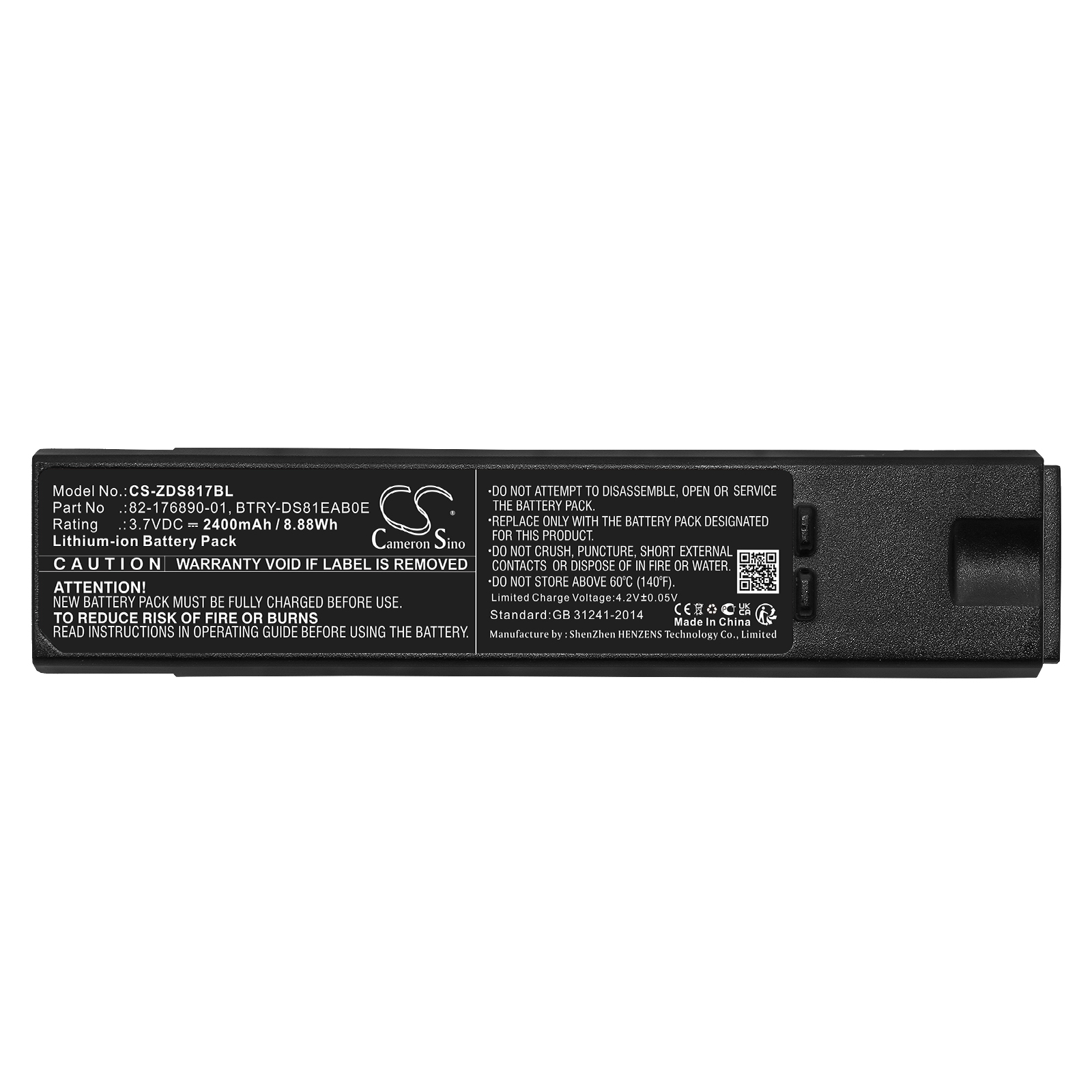 8178 Zebra DS8100 DS8170 DS8178 Replacement Battery 2400mAh