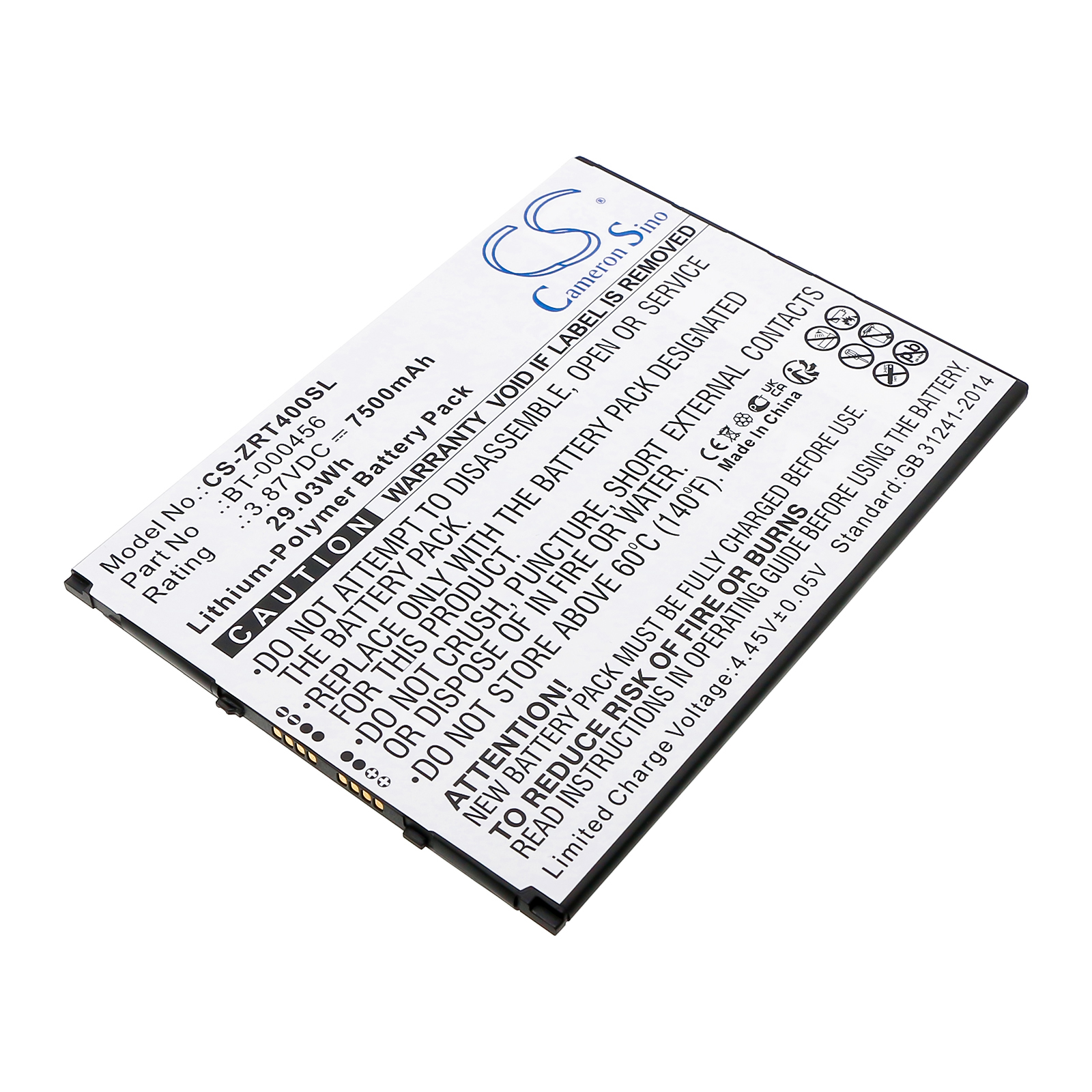 Zebra ET40 ZT45 BT-000456 Tablet Replacement Battery 7500mAh