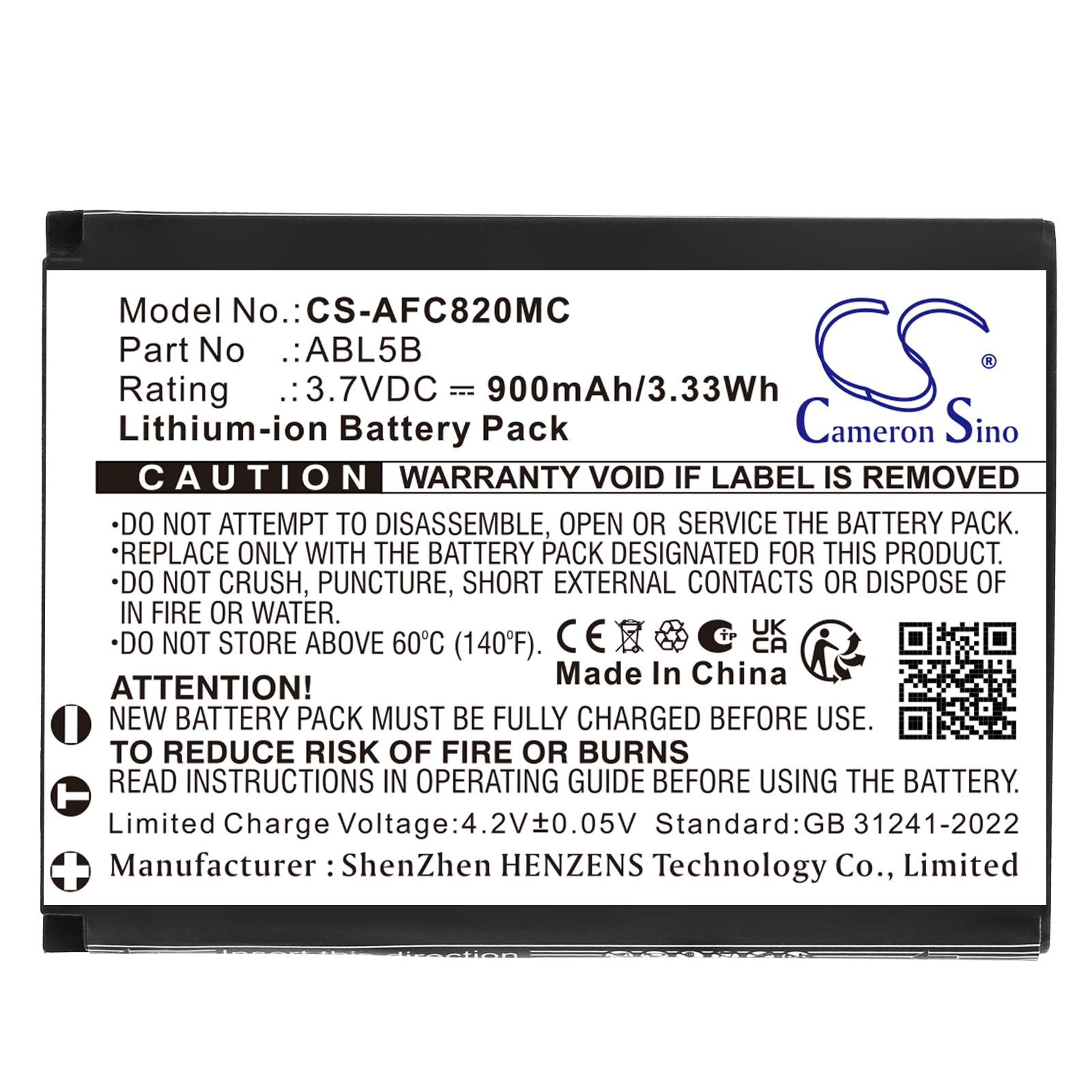 AgfaPhoto Realishot DC8200 Replacement Battery 900mAh