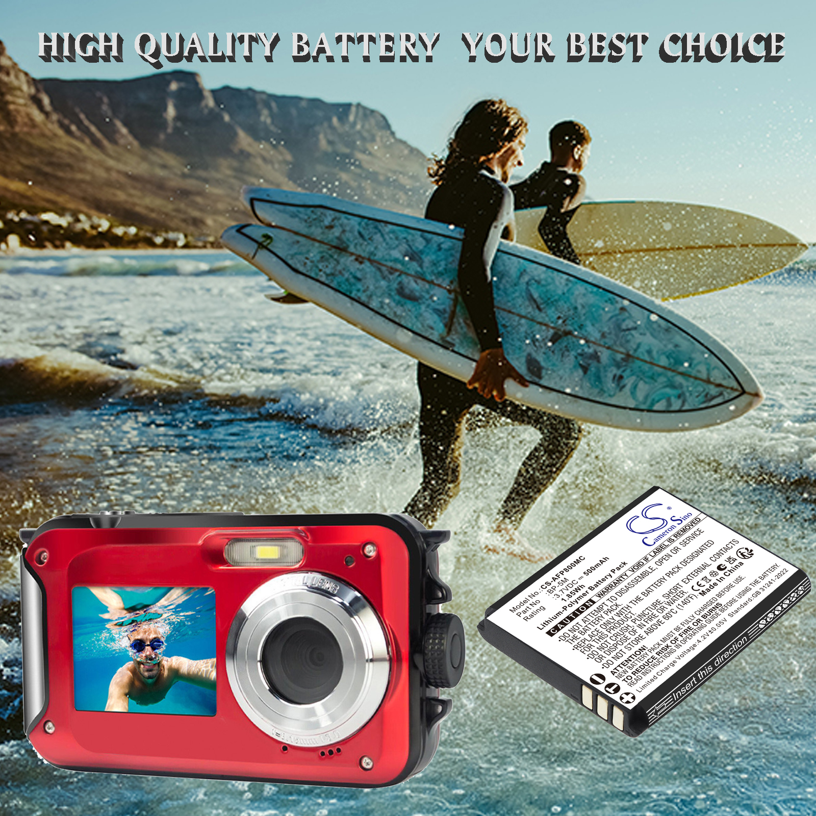 BP-5M CAMERA BATTERY AgfaPhoto Realishot WP8000 Replacement Battery