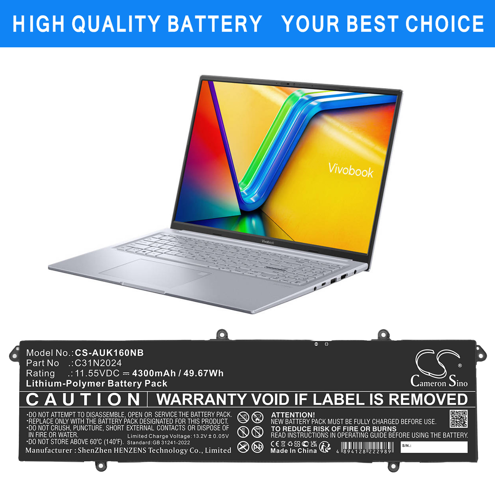 BATERIA ASUS VIVOBOOK 16 Replacement Battery 11.55V 4300mAh