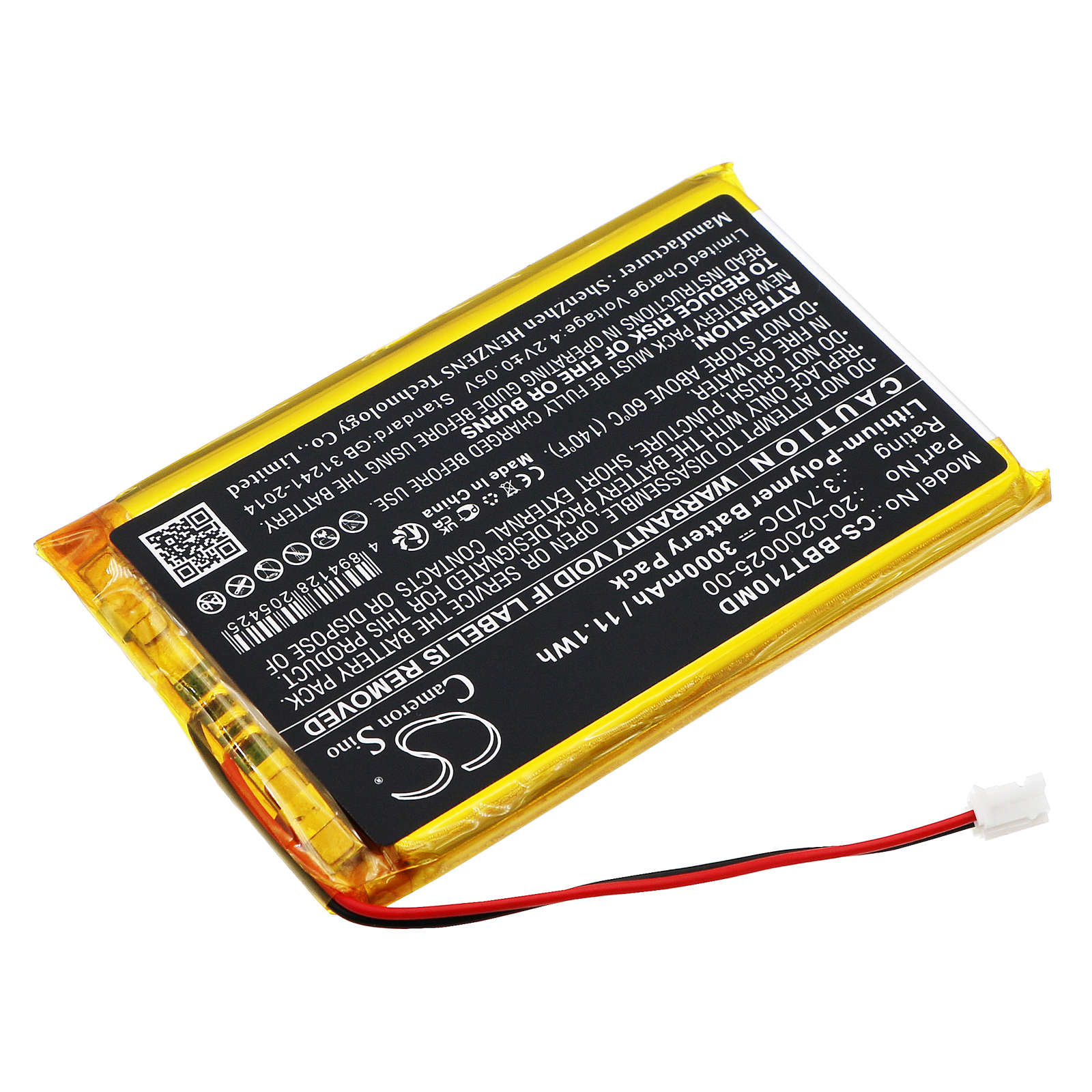 Replaces battery for Bistos BT-710 pulse oximeter, 3000mAh, 3.7V