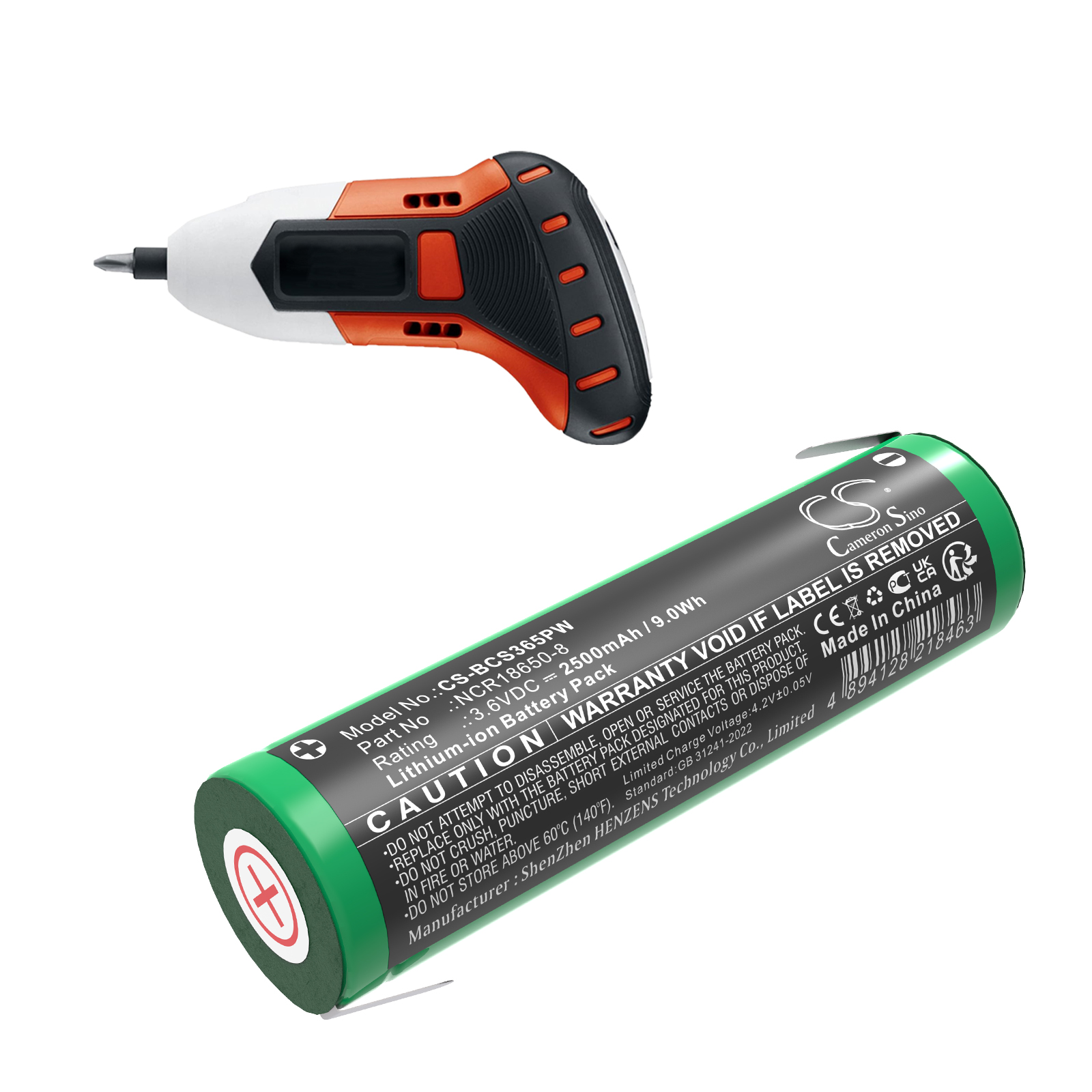 Black & Decker CS3652LC Replacement Battery 3.6V 2500mAh