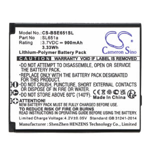 Bea-fon SL651 SL651a Mobile/SmartPhone Replacement Battery 900mAh