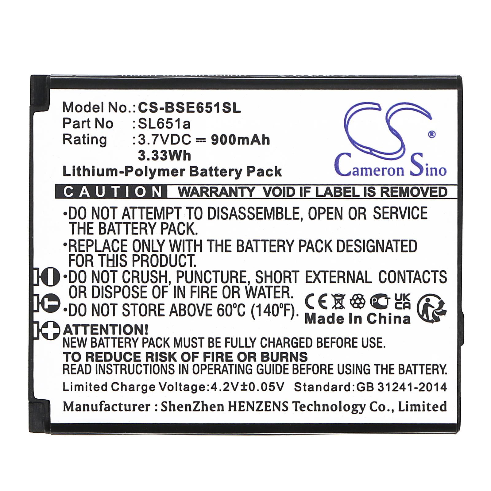 Bea-fon SL651 SL651a Mobile/SmartPhone Replacement Battery 900mAh