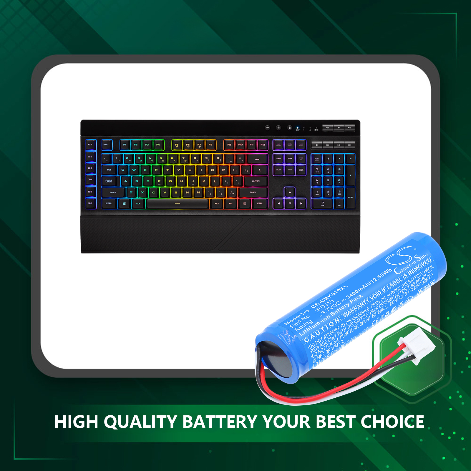 Corsair K57 RDJ15 Keyboard/Mouse Replacement Battery 3400mAh