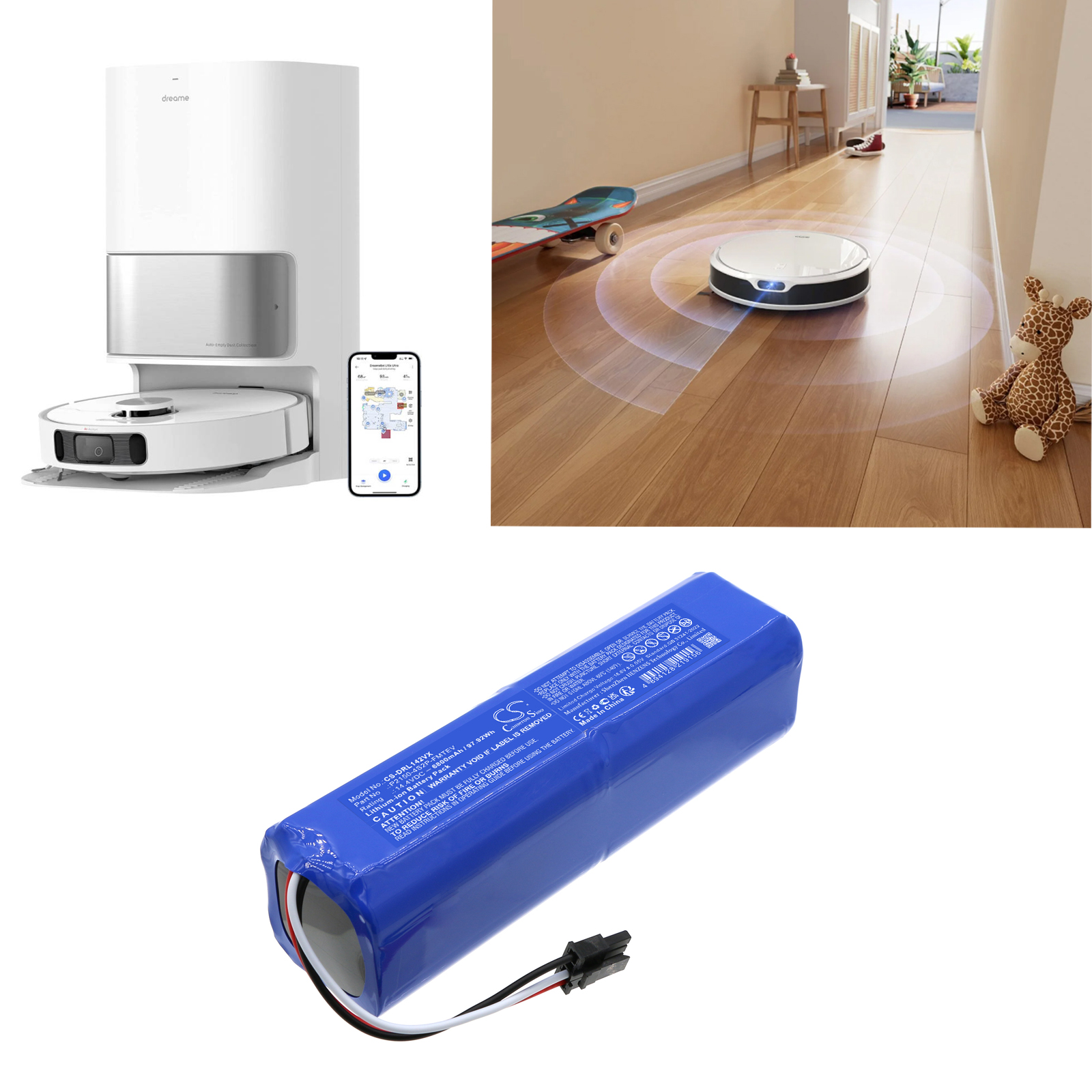 Dreame D9 Max Gen 2 Vacuum Replacement Battery 6800mAh