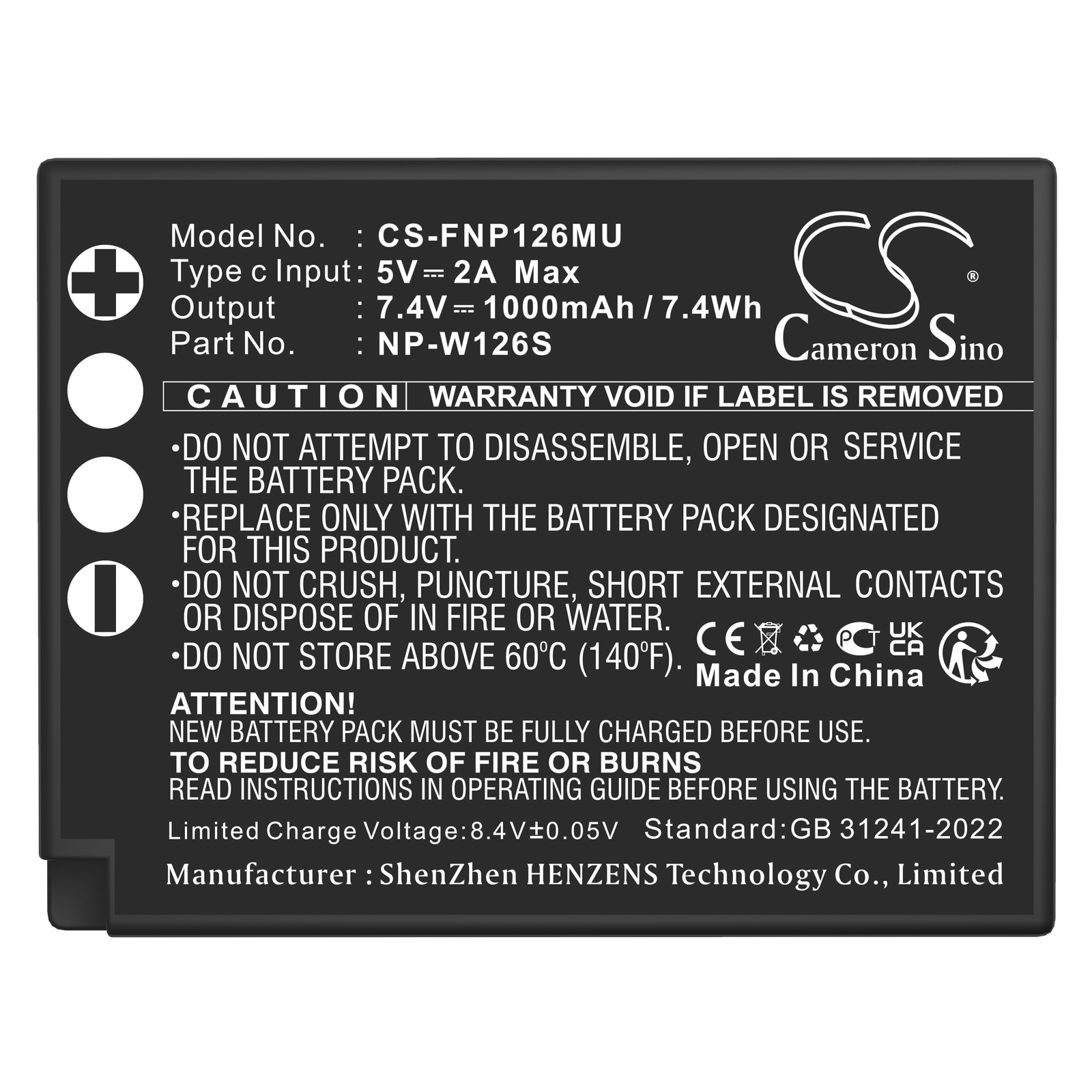 NP-W126 Fujifilm Replacement Battery 1000mAh