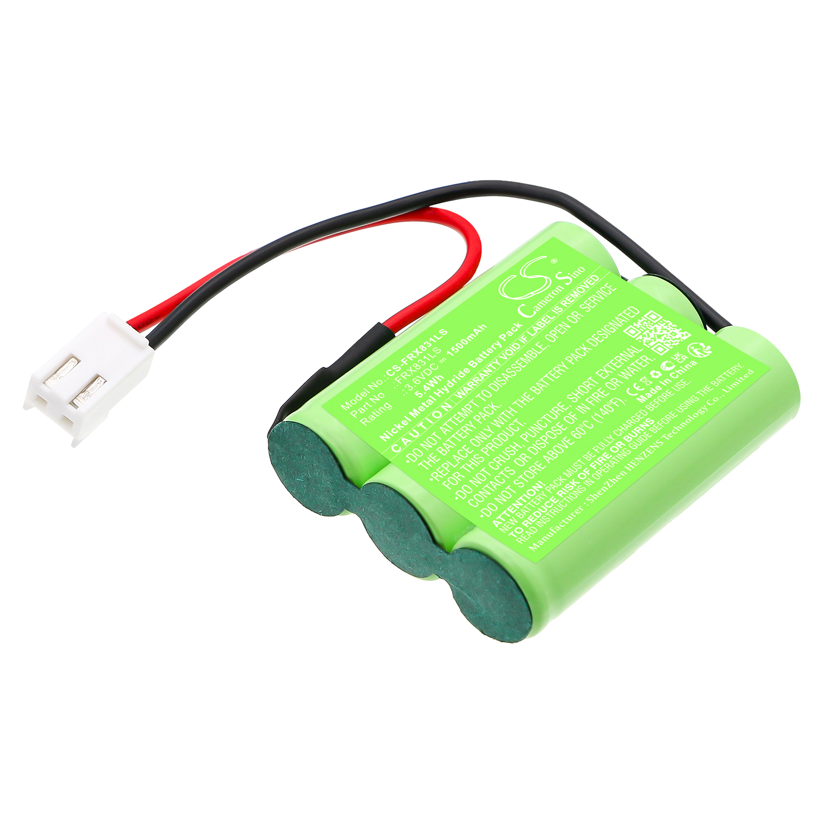 Emergency lamp battery 3 x AA 3S1P ST1 3.6V 1500mAh JST
