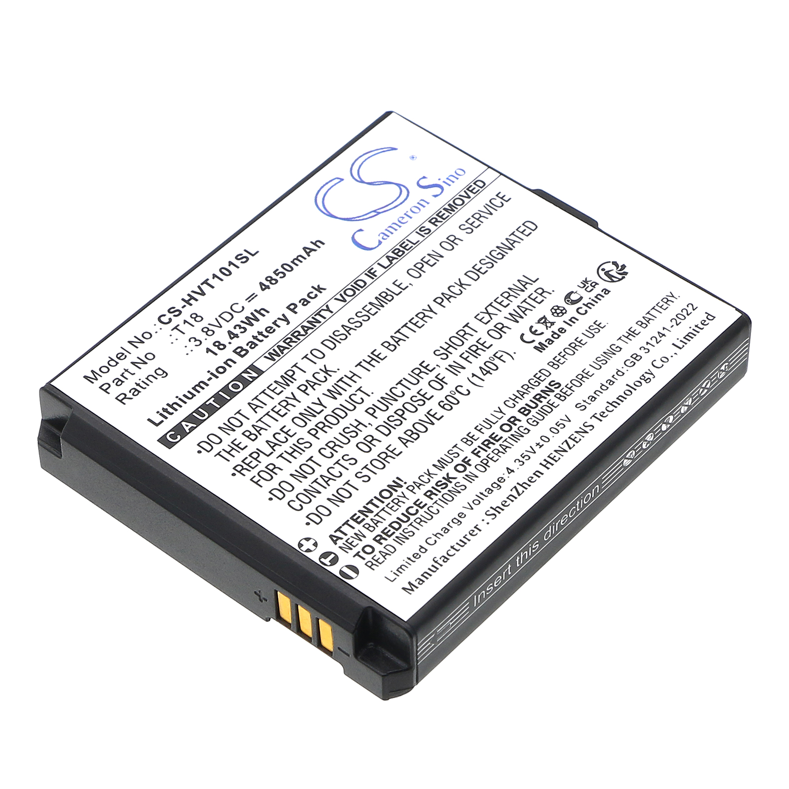 Hikvision DS-MDT101/GLE T18 Replacement Battery 4850mAh