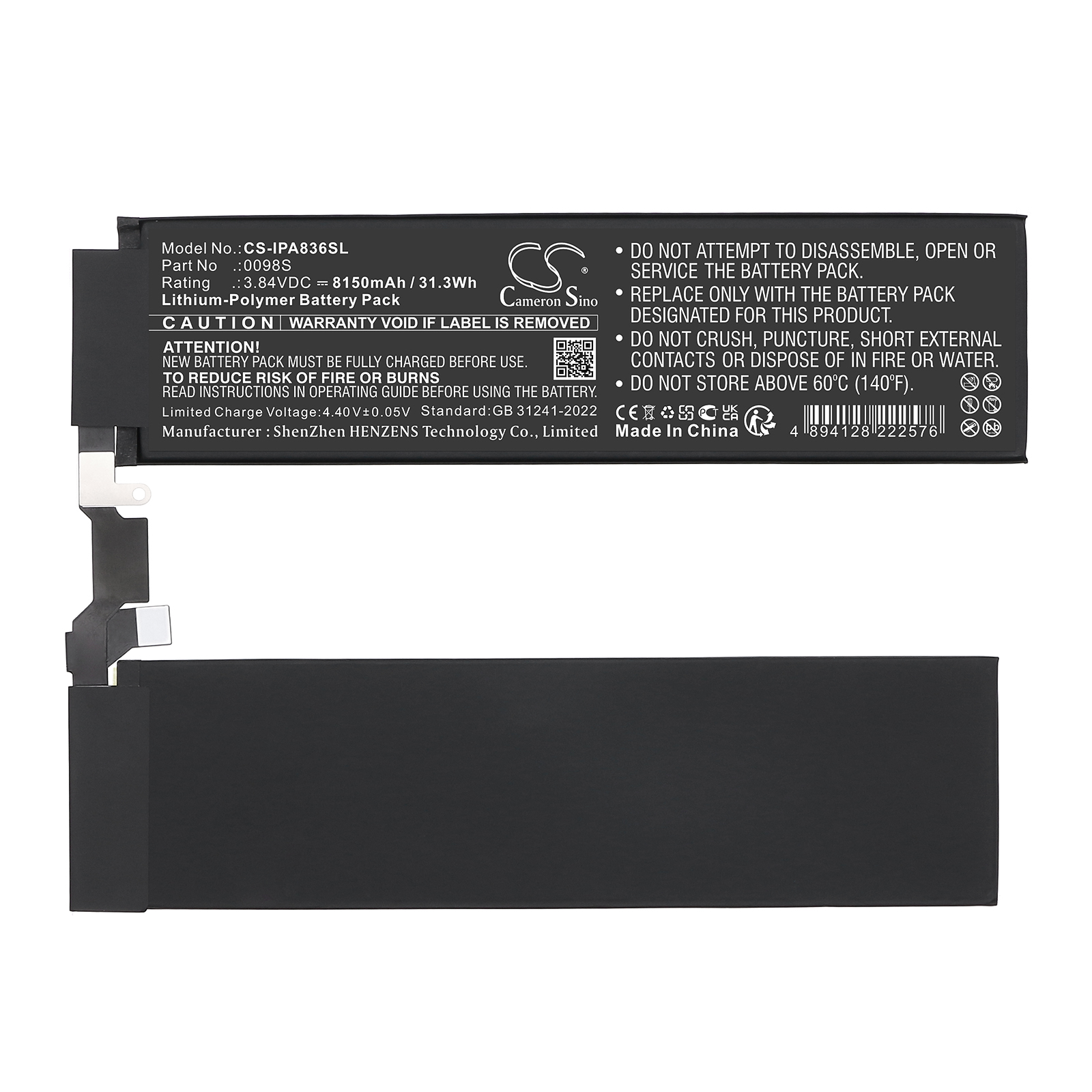 Apple A2836 A2837 A3006 Tablet Replacement Battery 8150mAh