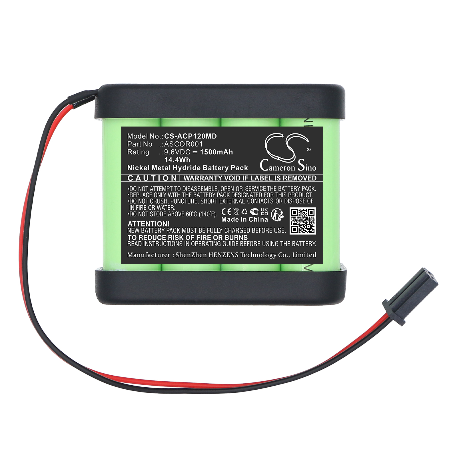 Ascor ASCOR001 Medical Replacement Battery 9.6V 1500mAh