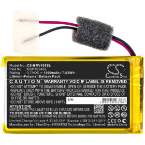 Braven 405 GSP103465 Wireless Speaker Replacement Battery 1900mAh