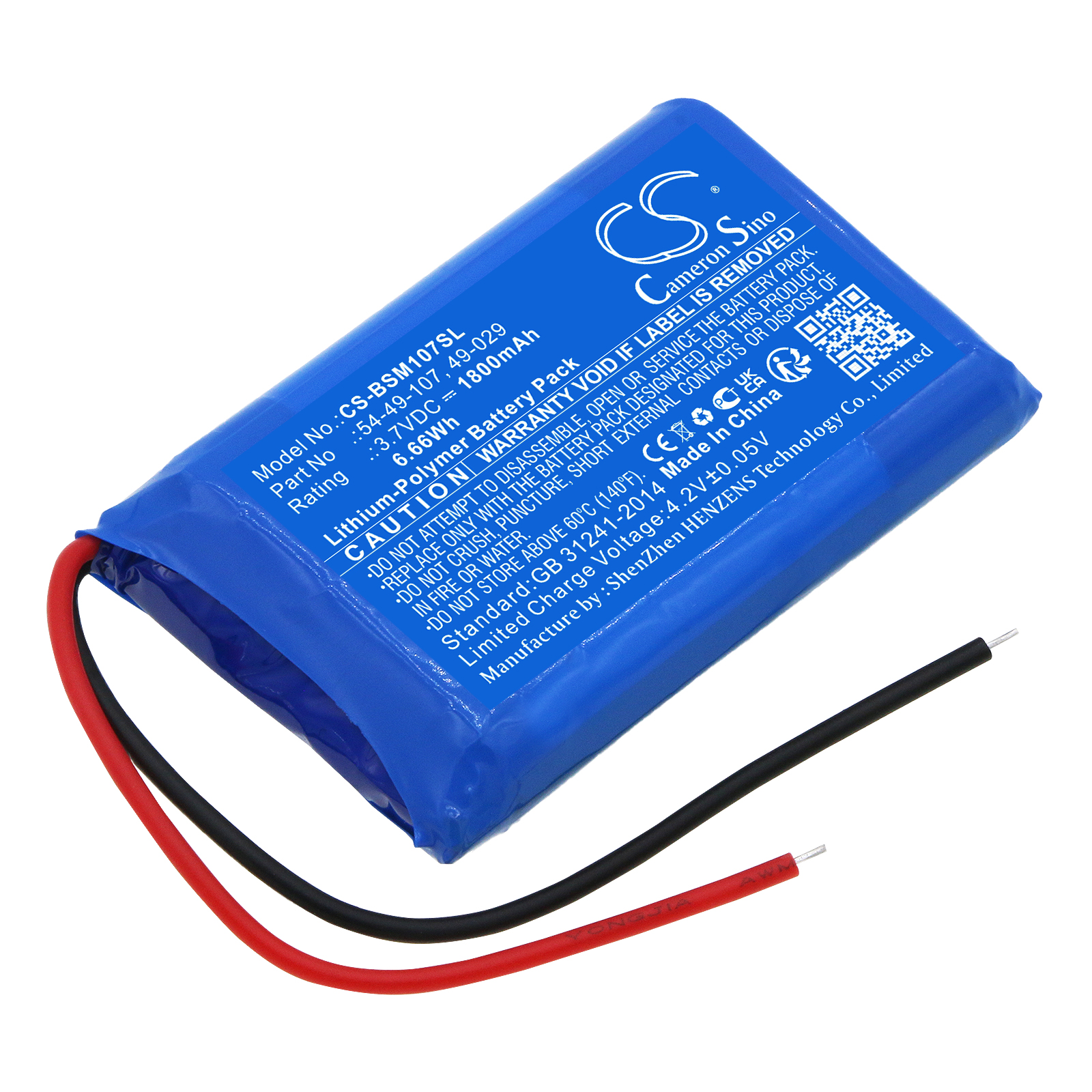 Biosystems 49-029 54-49-107 Replacement Battery 1800mAh