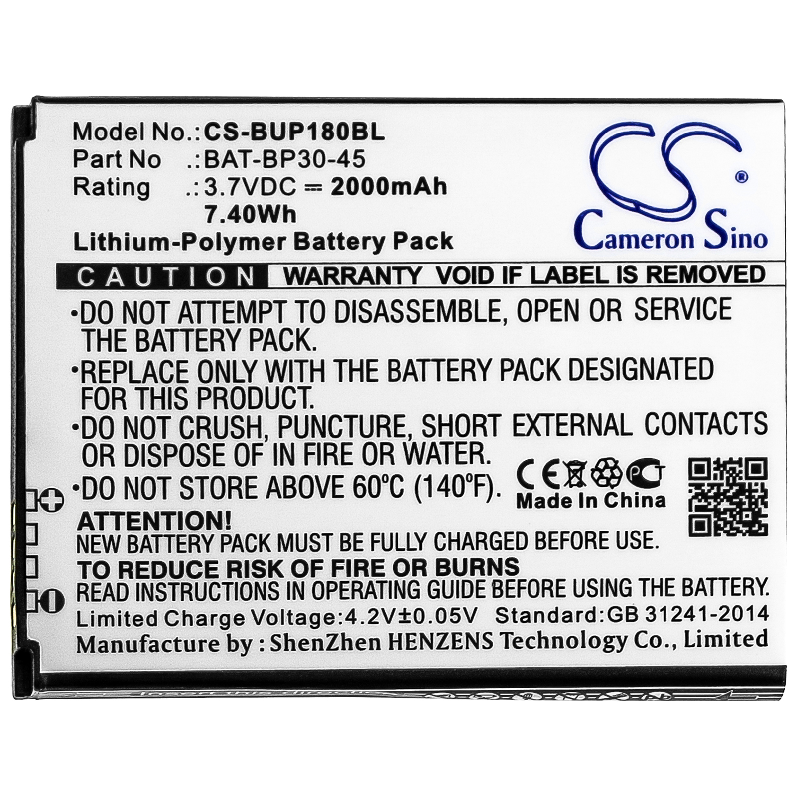 Bluebird BM180 BAT-BP30-45 Replacement Battery 2000mAh