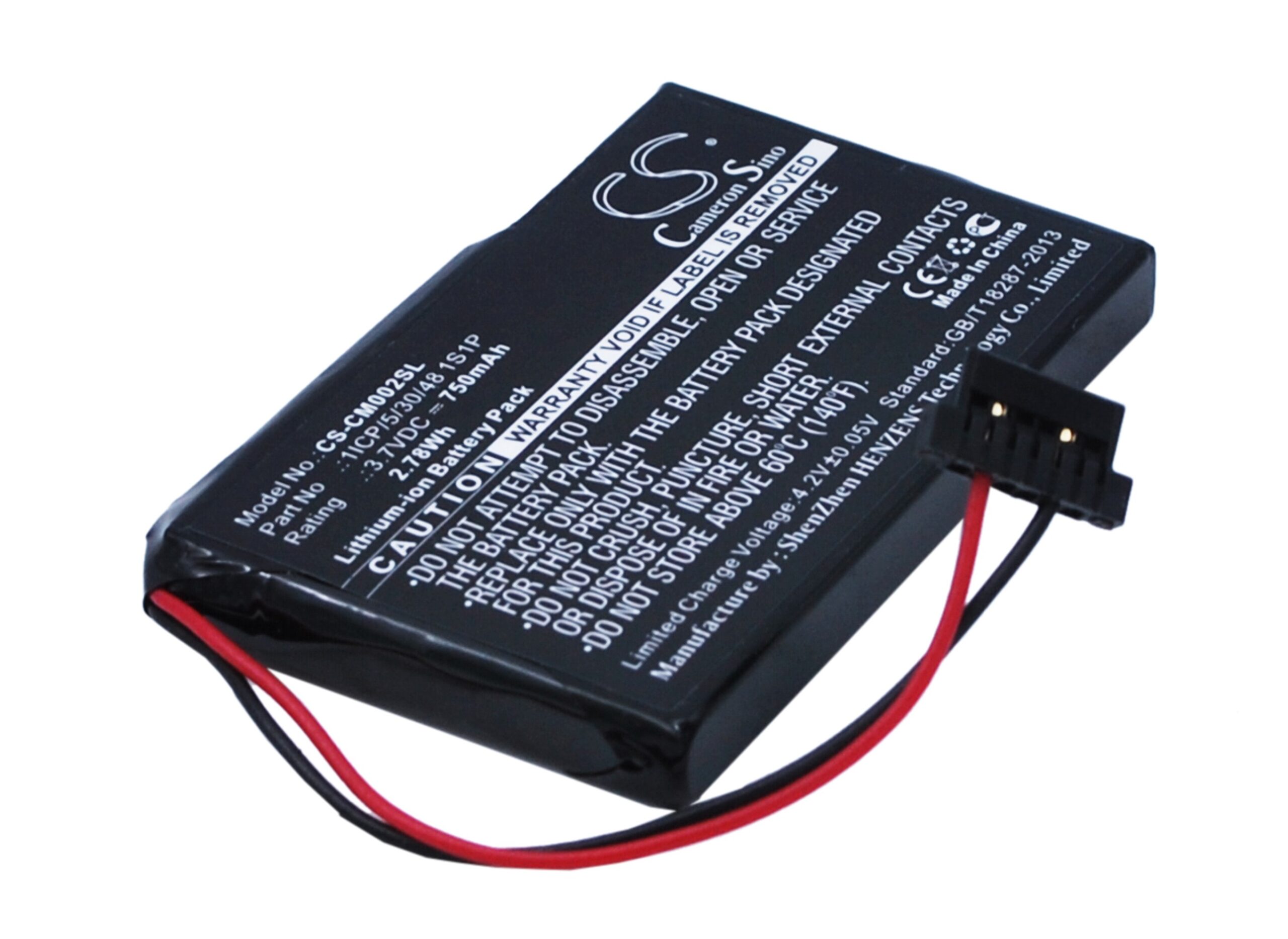 750 mAh for Custom Battery Pack 1ICP/5/30/48 1S1P