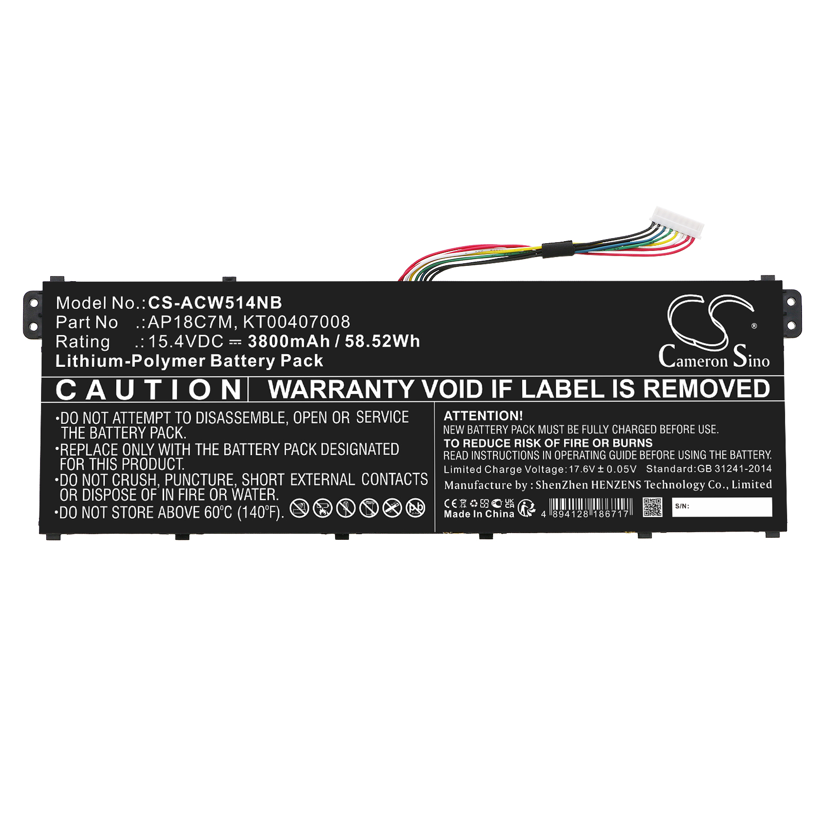 Acer ConceptD 3 CN316-73G-729B Notebook/Laptop Replacement Battery 3800mAh