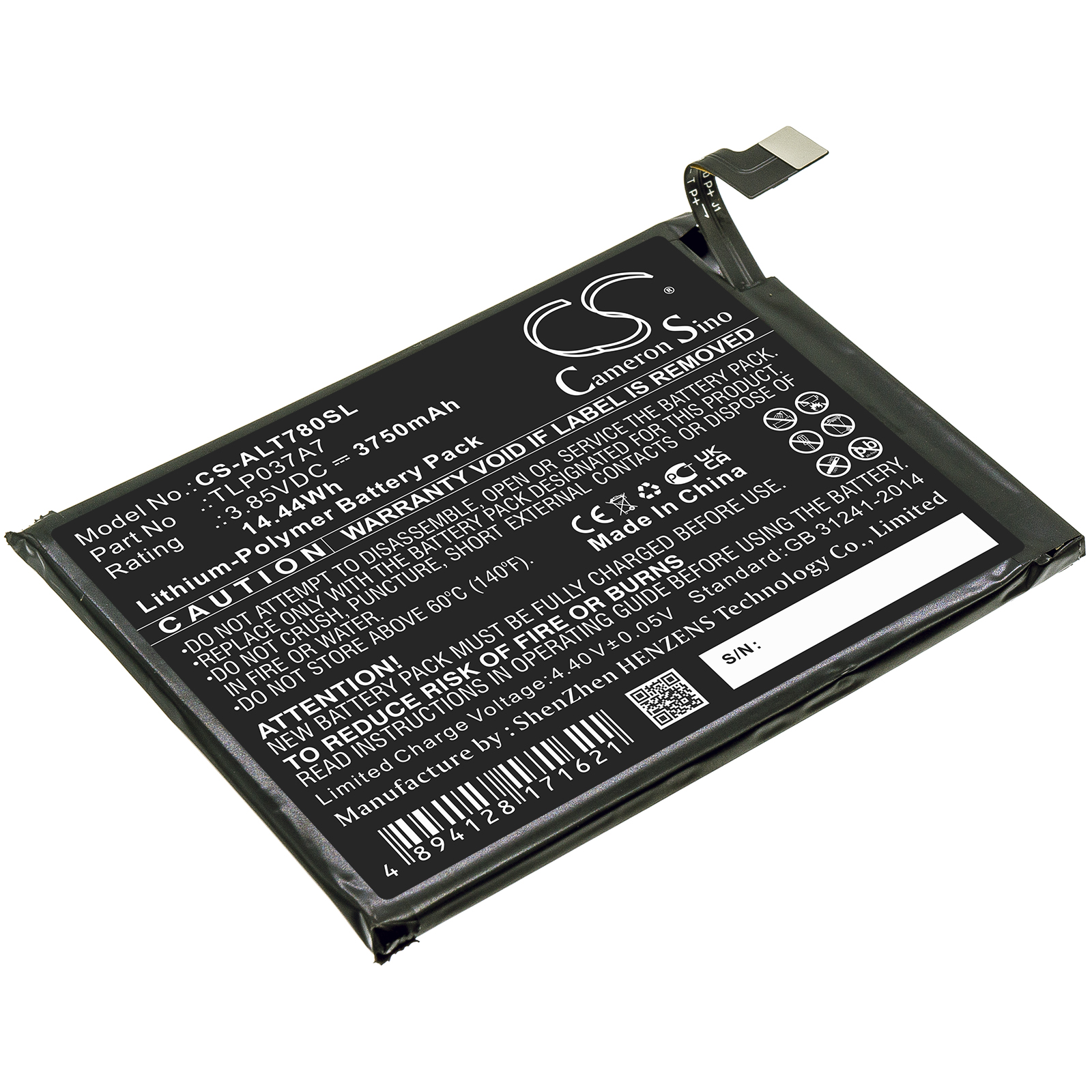 Alcatel Plex T780H TLP037A7 Replacement Battery 3750mAh