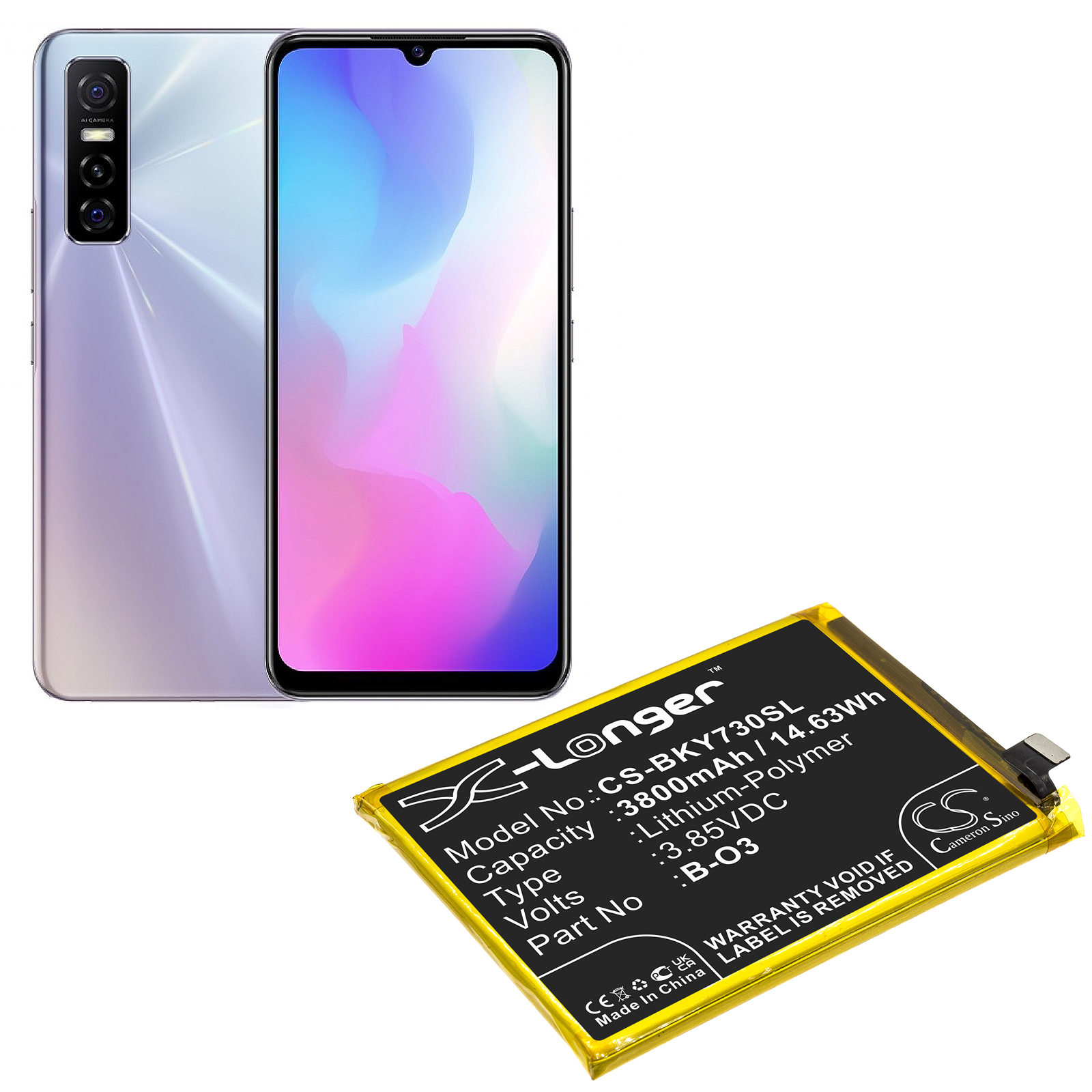 VIVO S7e S7e 5G 2020 V2031A V2031EA Y73s 5G 2020 Replacement Battery 3800mAh